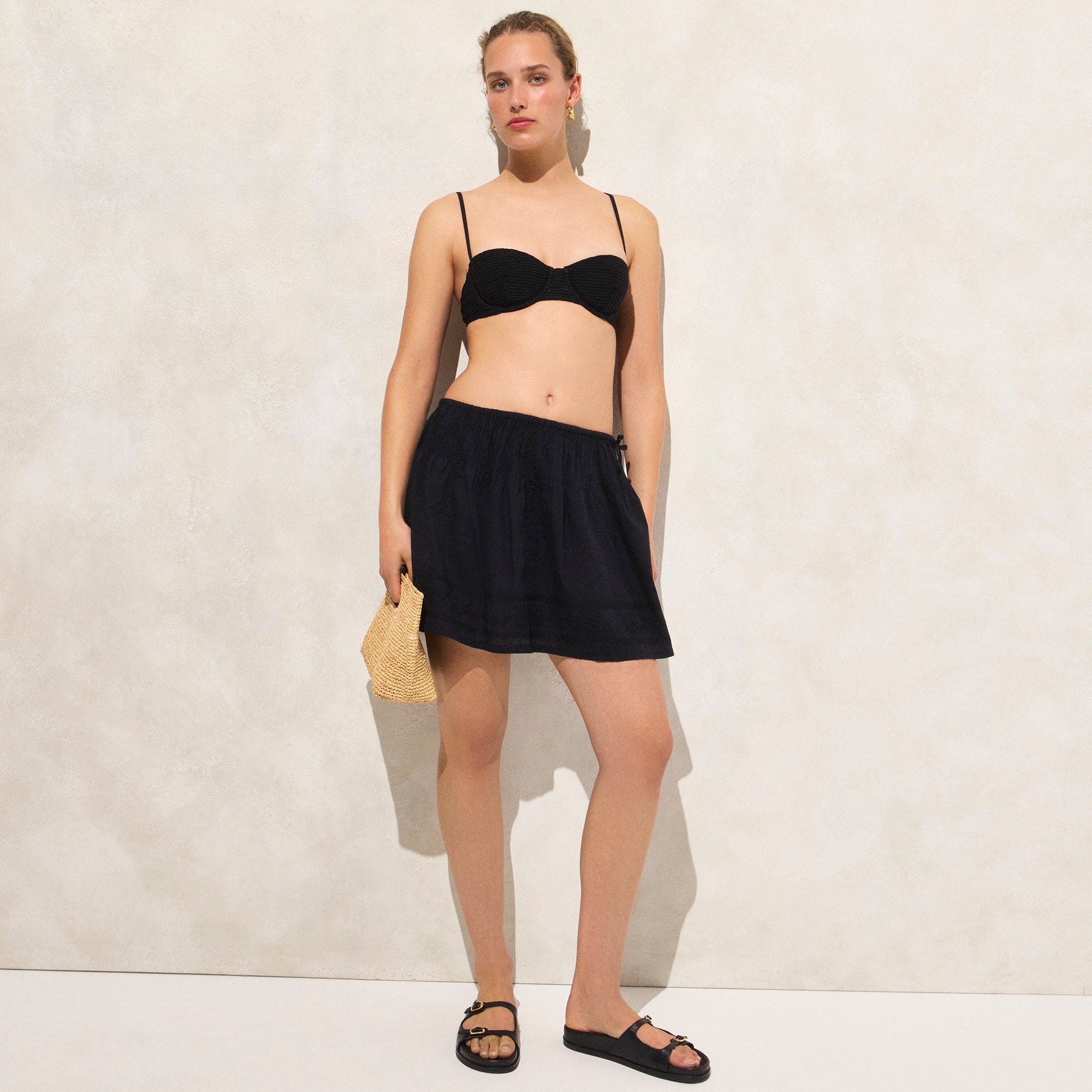 Embroidered side-tie mini skirt - image 2