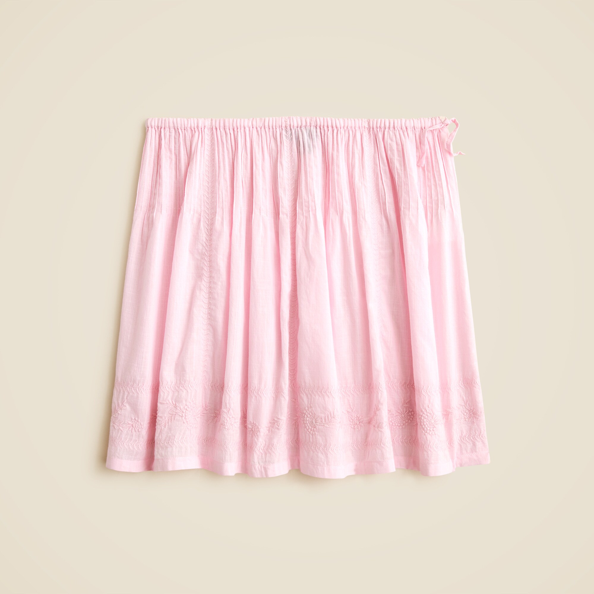 Embroidered side-tie mini skirt