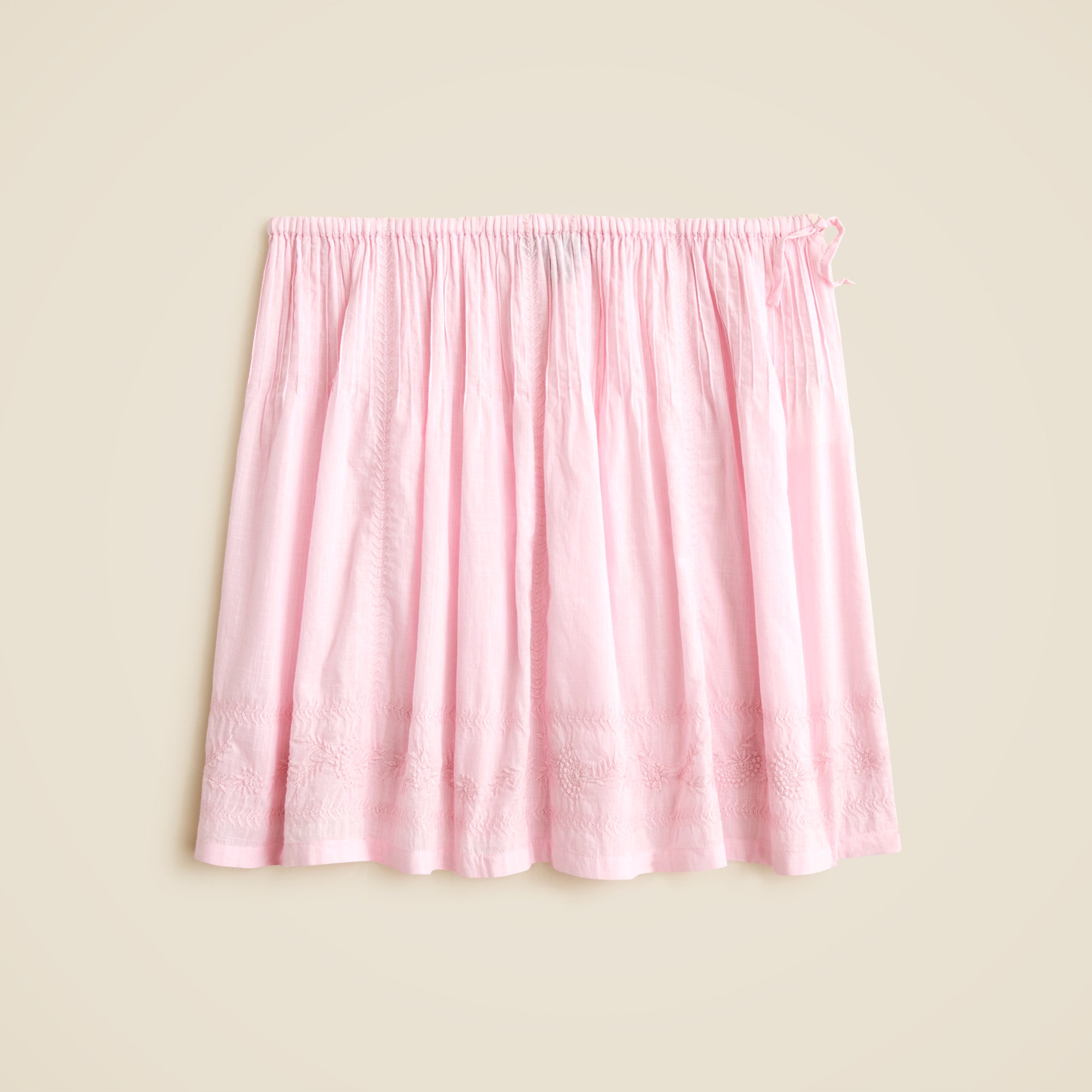 Embroidered side-tie mini skirt