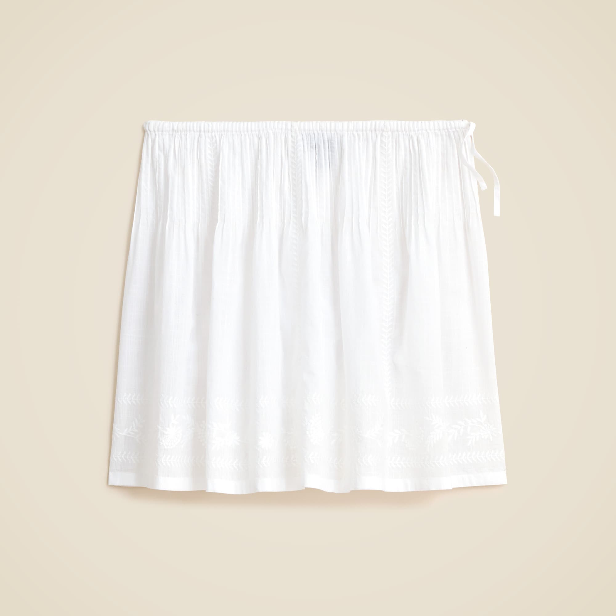 Embroidered side-tie mini skirt