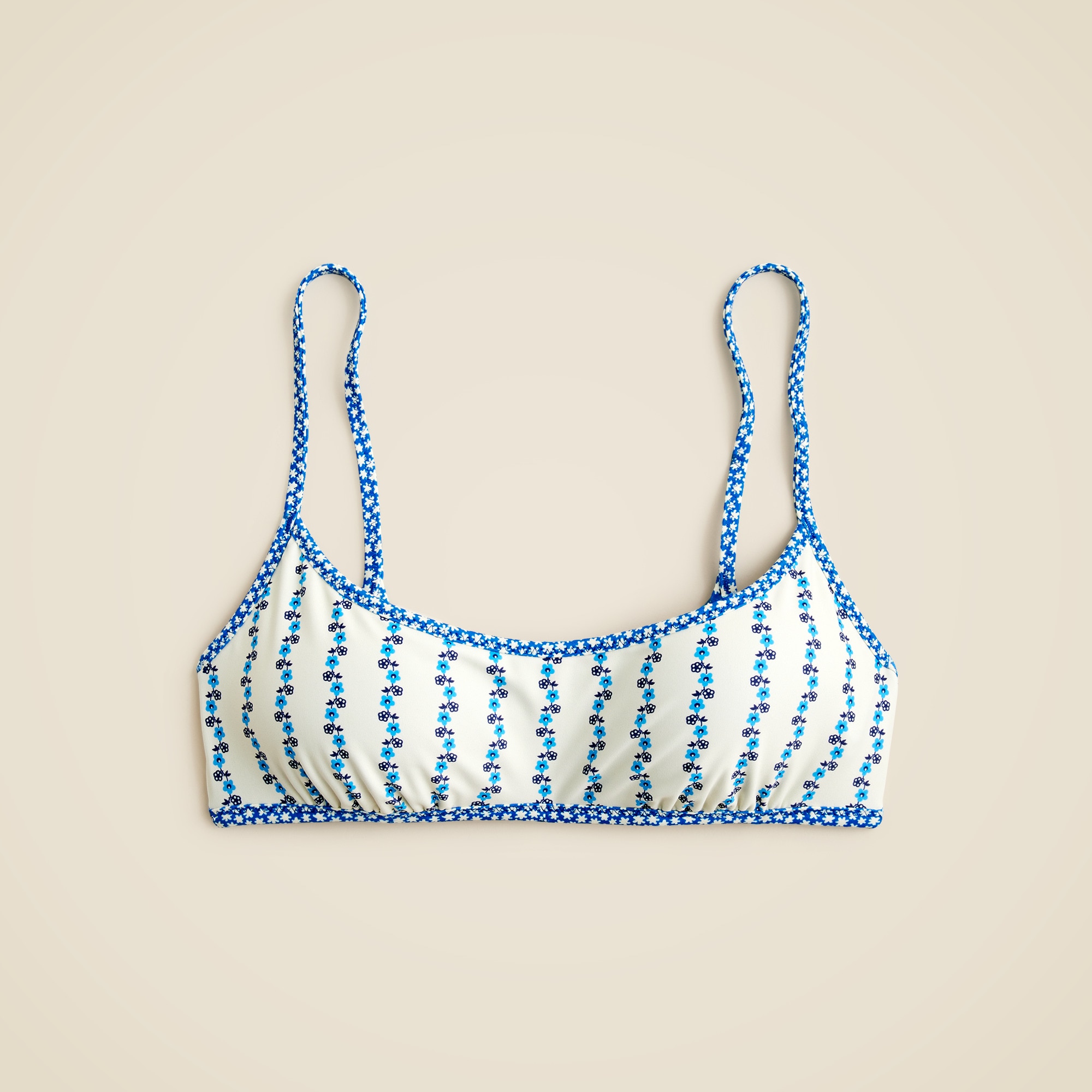 Scoopneck Bikini Top In Floral-stripe Print For Women | J.Crew