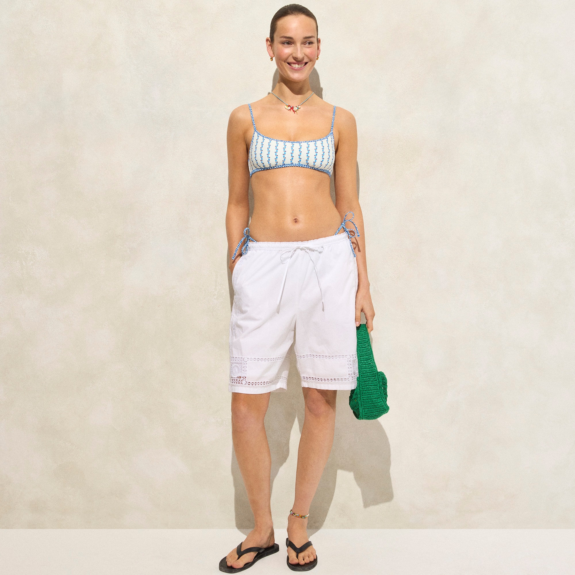 Scoopneck Bikini Top In Floral-stripe Print For Women | J.Crew