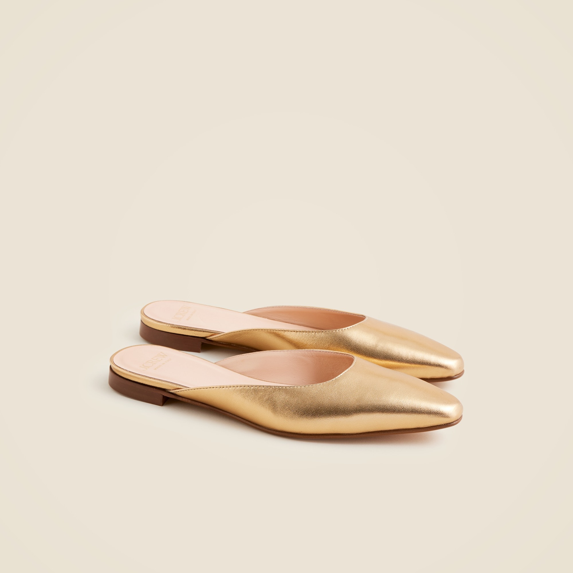womens Made-in-Italy mule flats in metallic leather