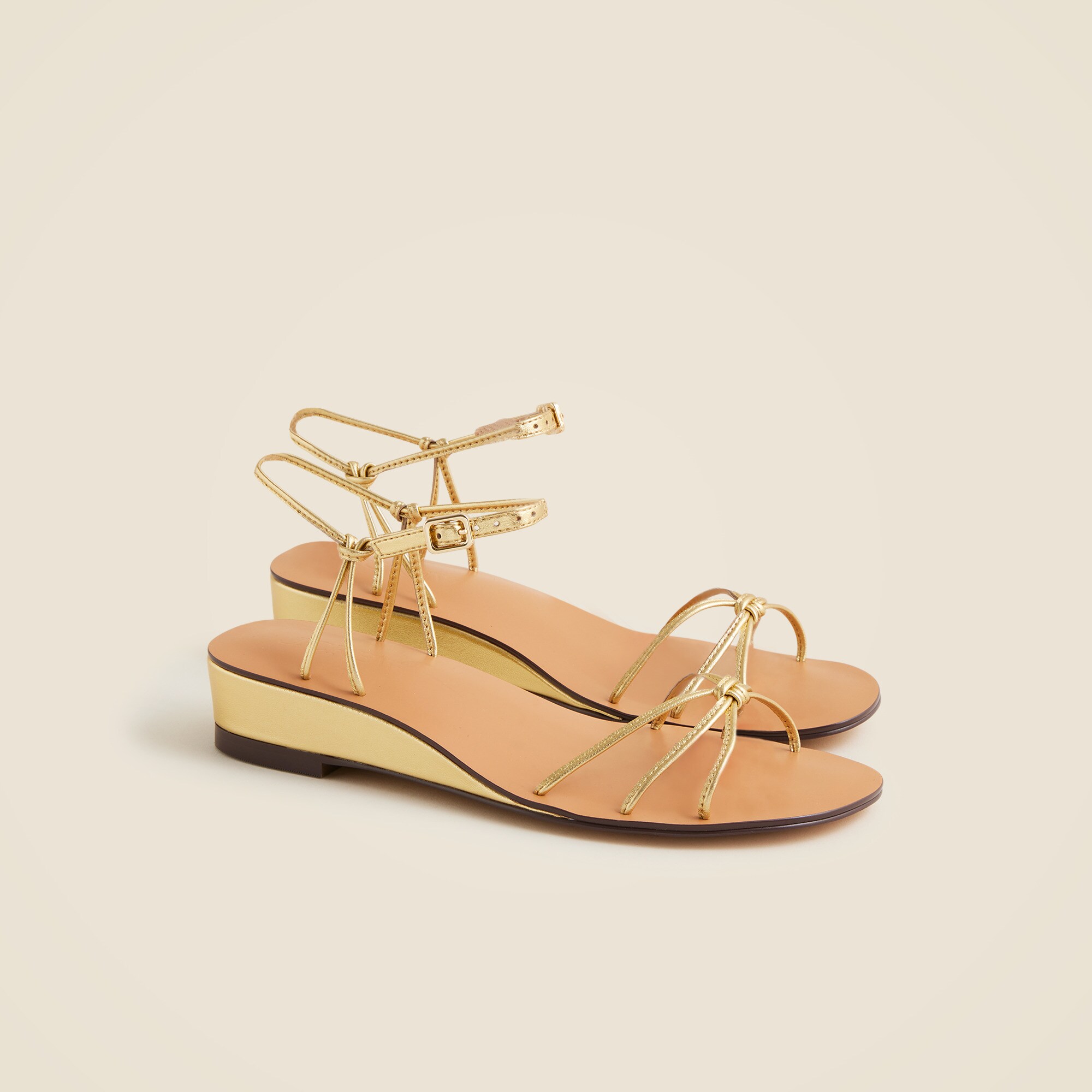 Brynn Wedge Sandals In Metallic Leather For Women | J.Crew