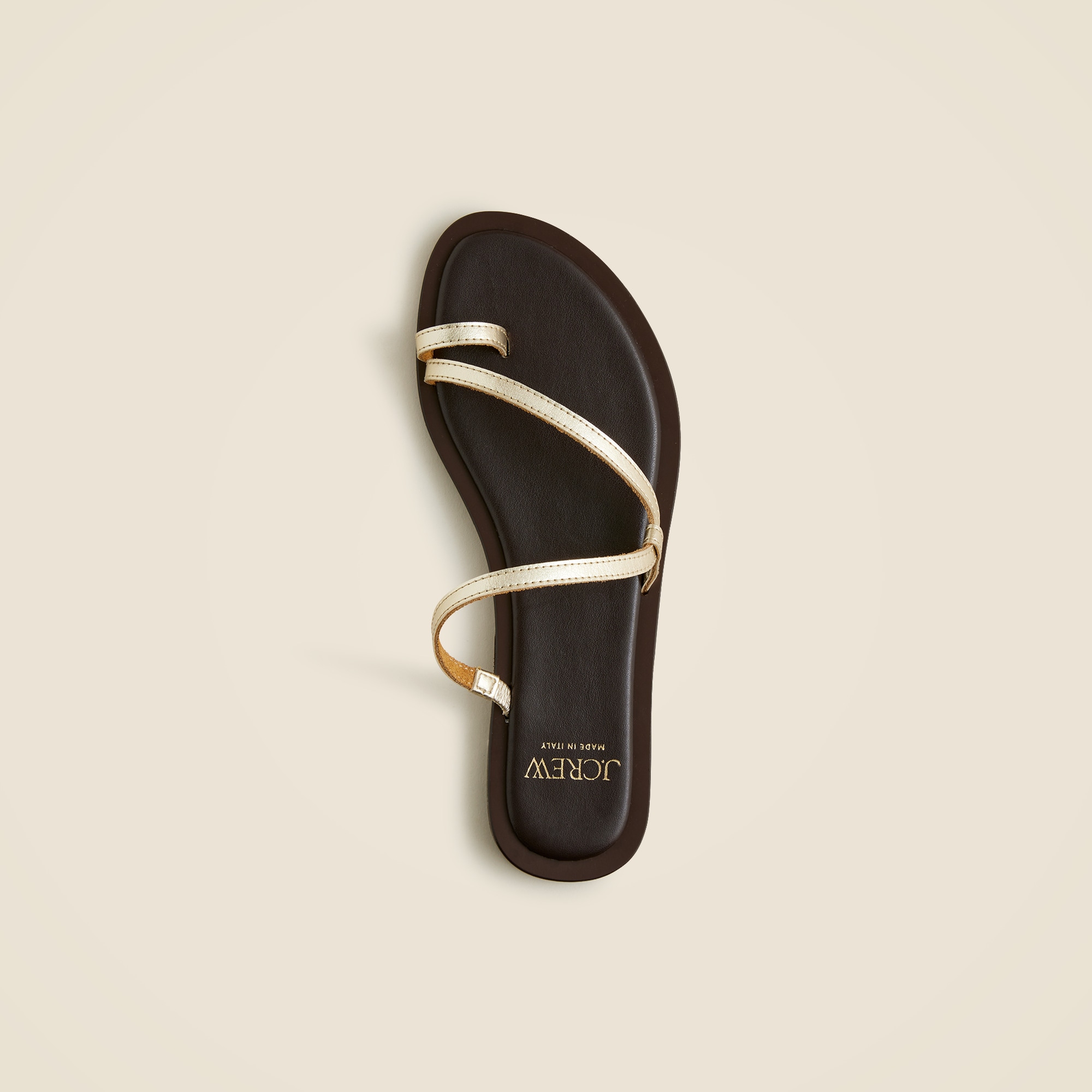 Carsen Made-in-Italy toe-ring sandals in metallic leather