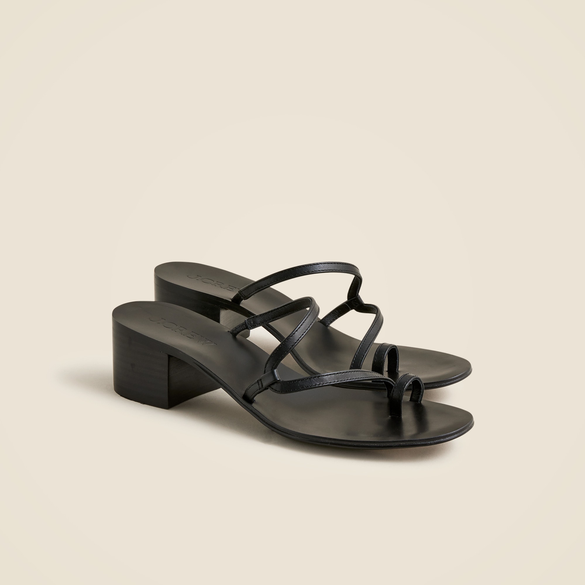 womens Toe-ring block-heel sandals in leather