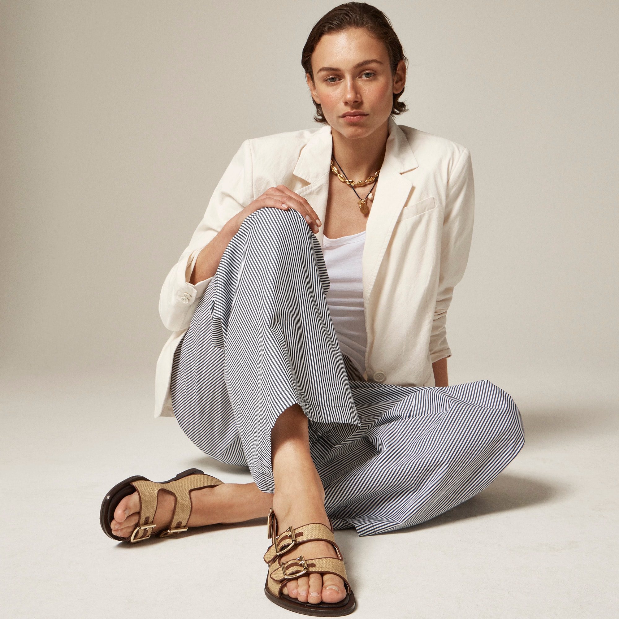 Carsen Made-in-Italy slingback sandals in faux raffia