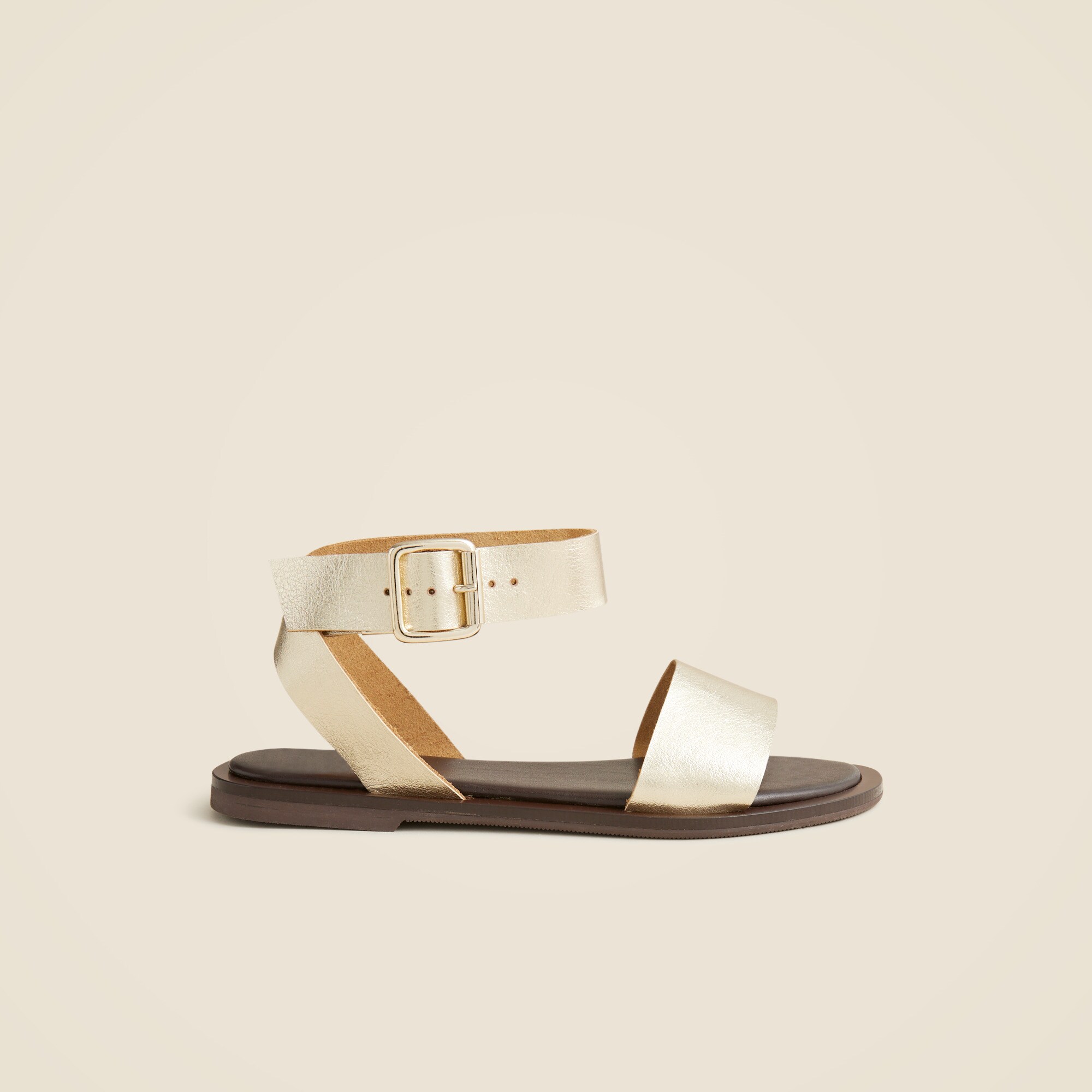 Carsen Made-in-Italy ankle-strap sandals in metallic leather
