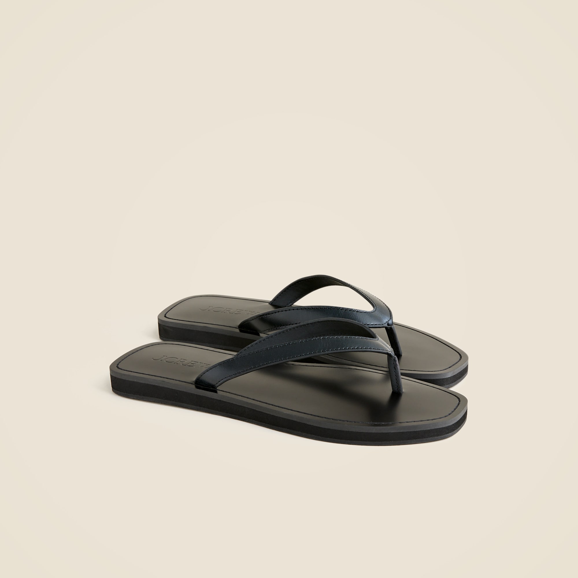 Wide thong sandals in leather