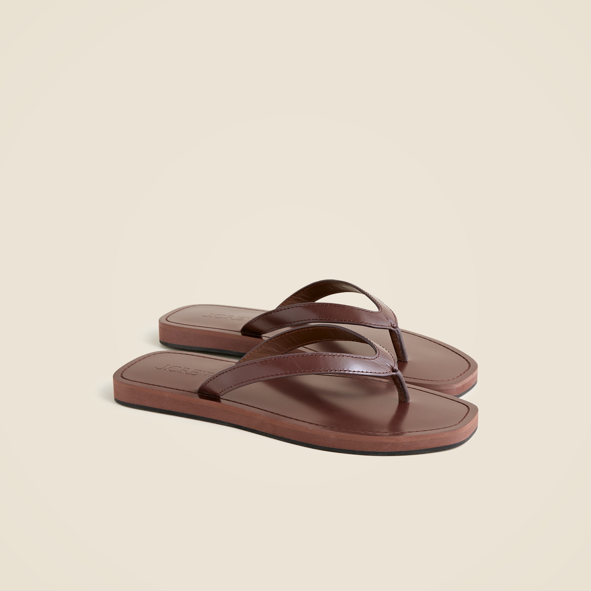 Wide thong sandals in leather
