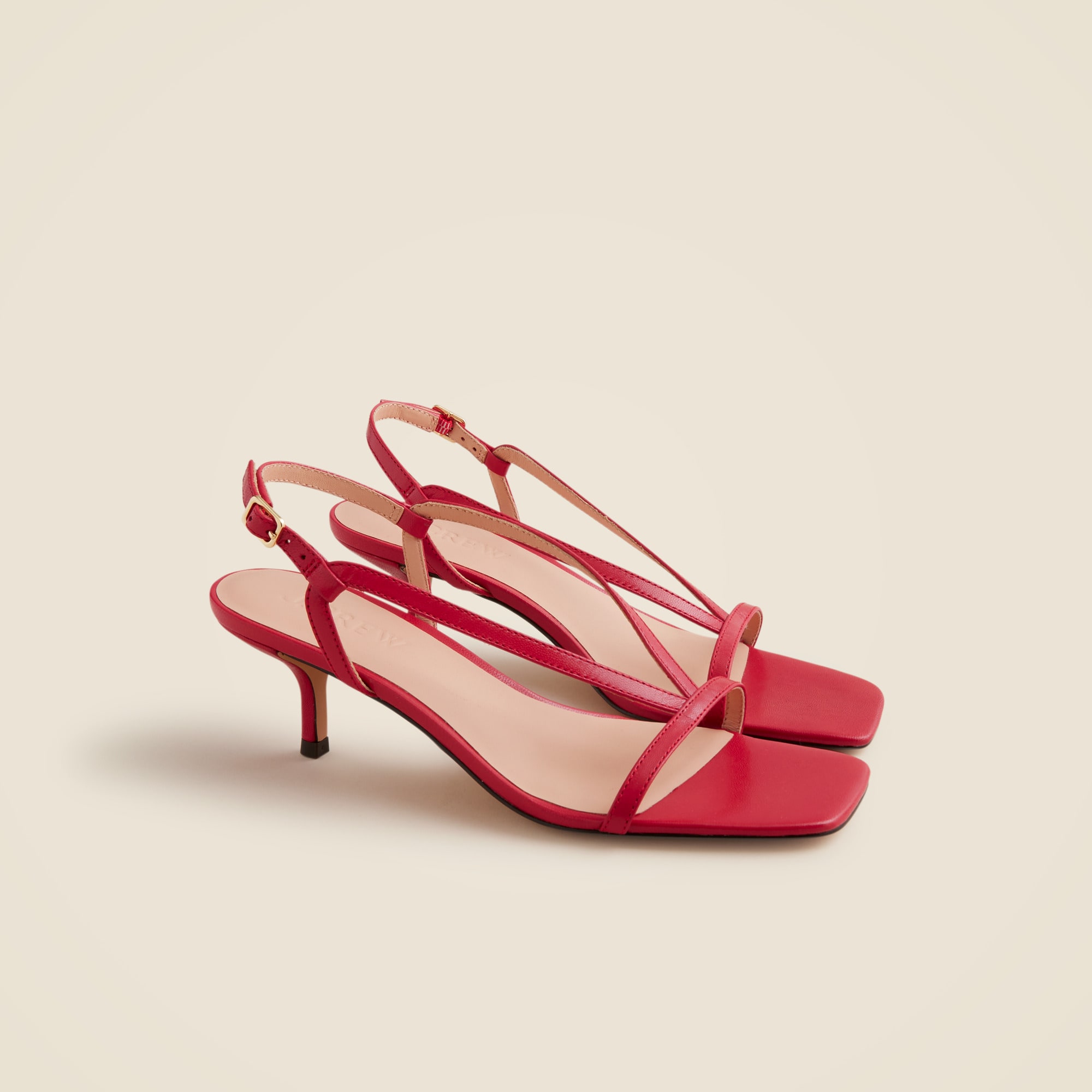 J.Crew: Krista Slingback Kitten-heel Sandals In Leather For