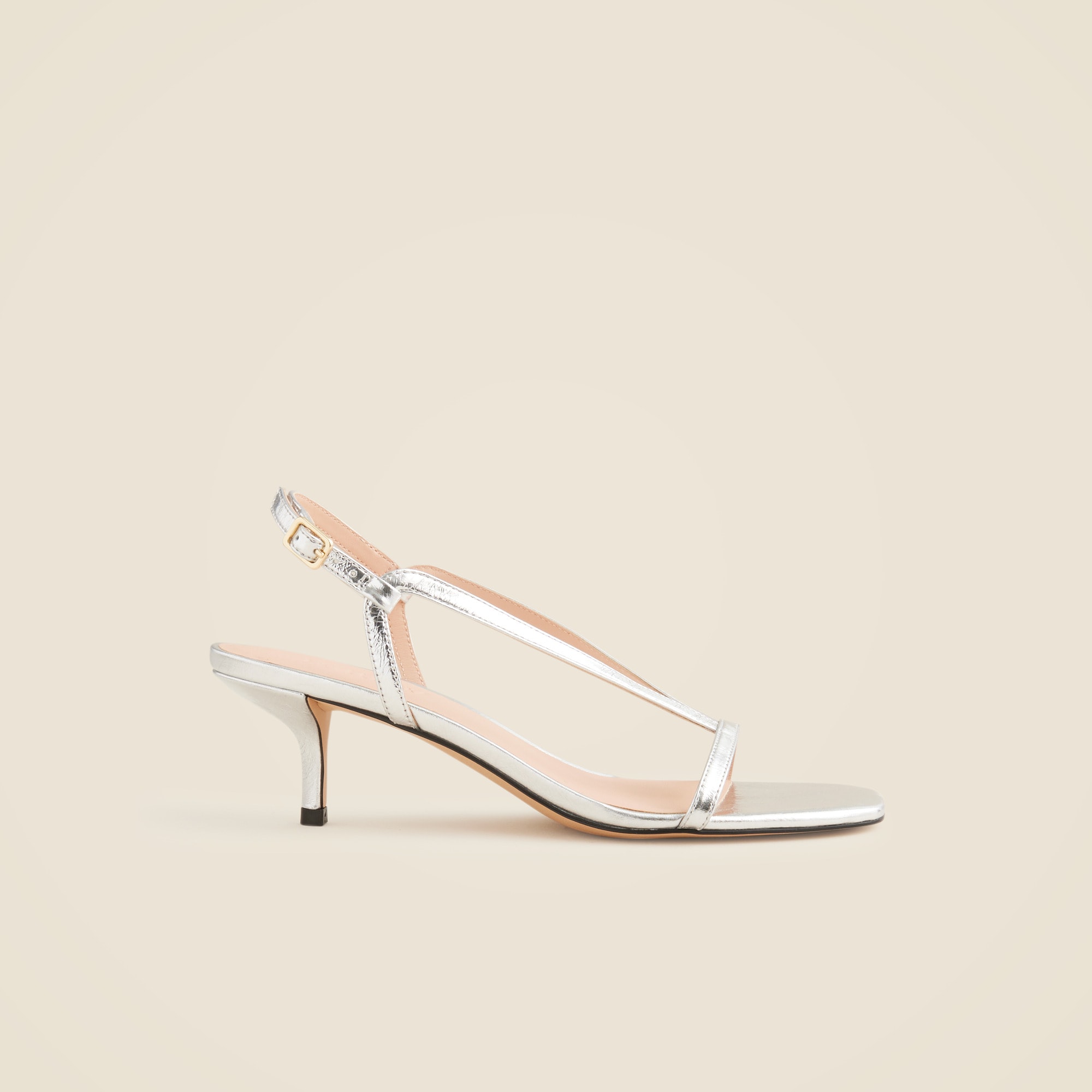 Krista slingback kitten-heel sandals in metallic leather