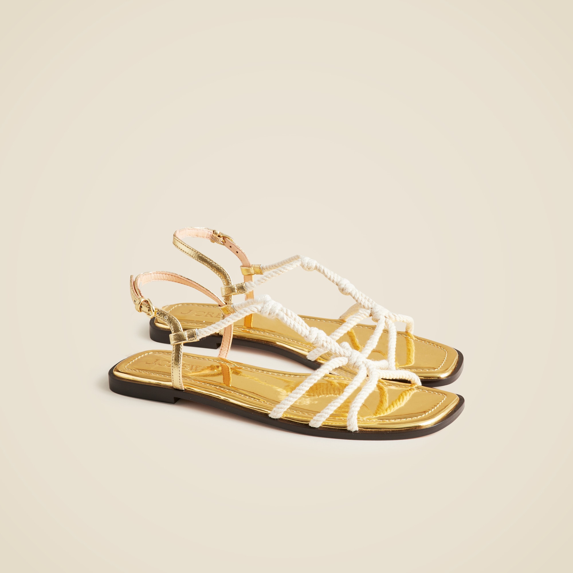 Knotted rope sandals in metallic