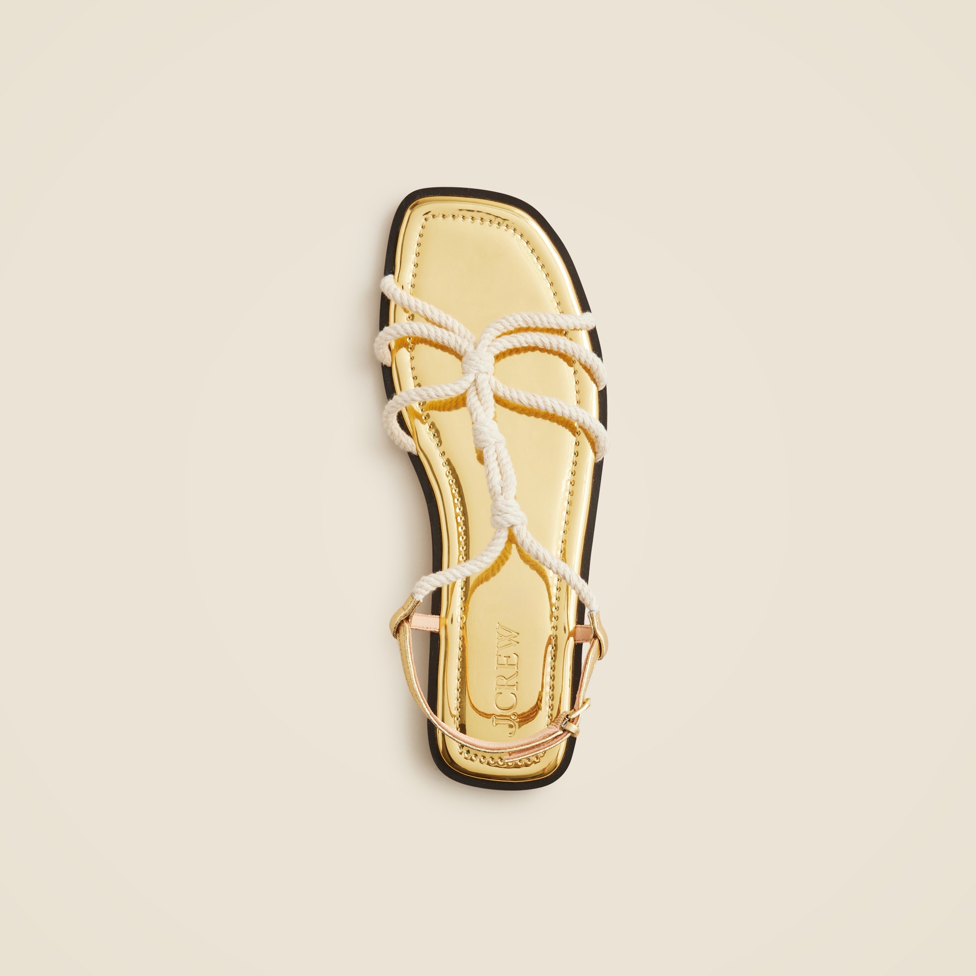 Knotted rope sandals in metallic
