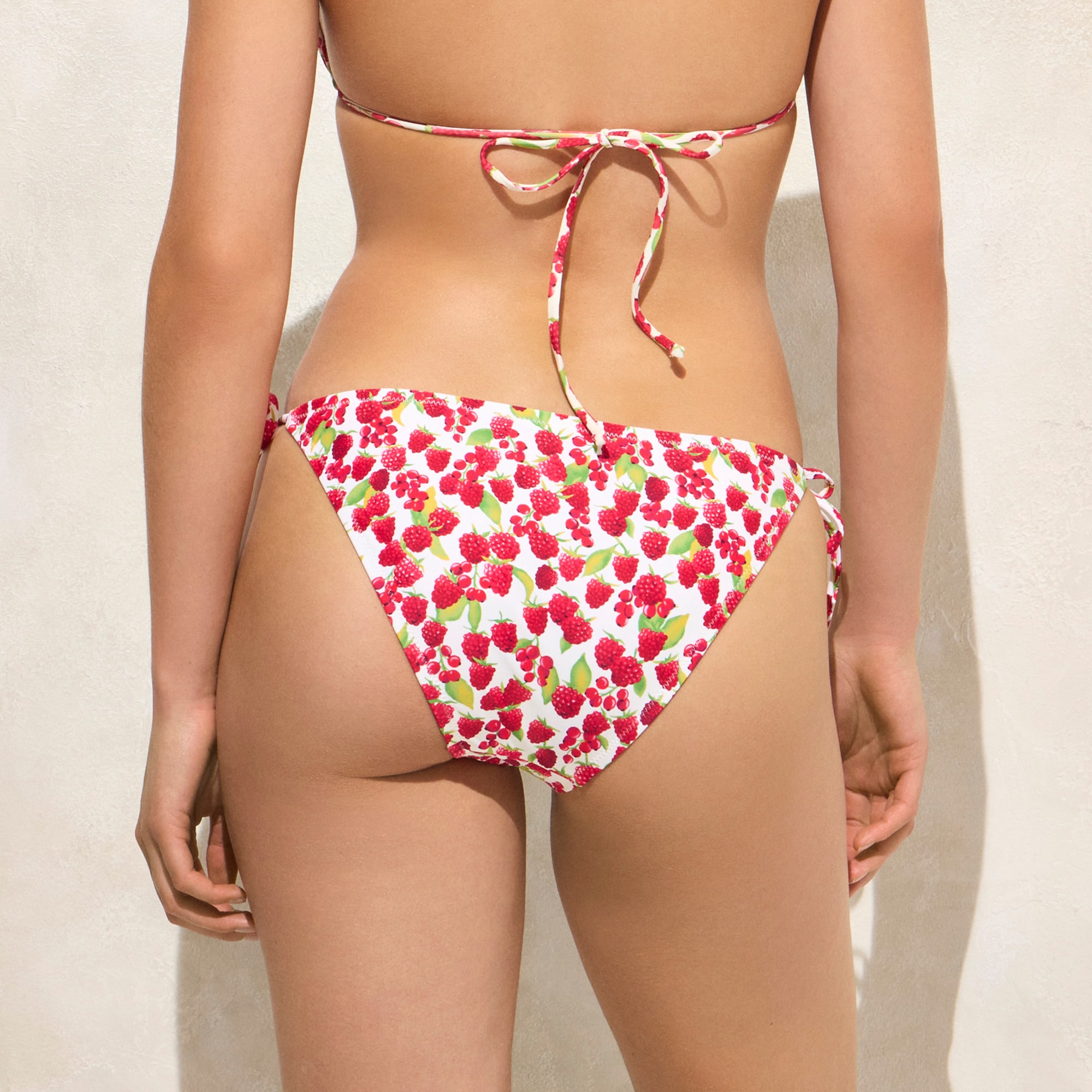 String hipster bikini bottom in raspberry print - image 3
