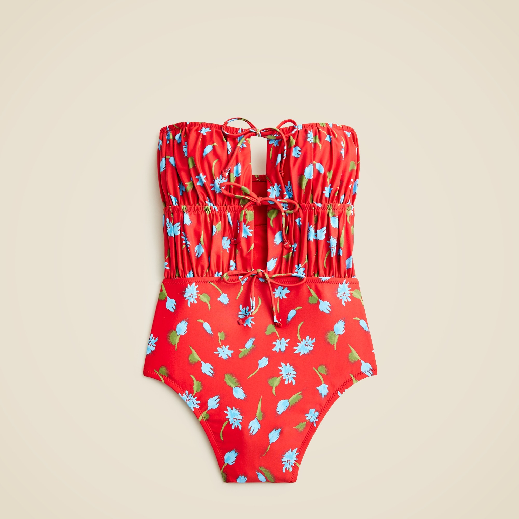 Ruched cutout one-piece in brushed daisy print