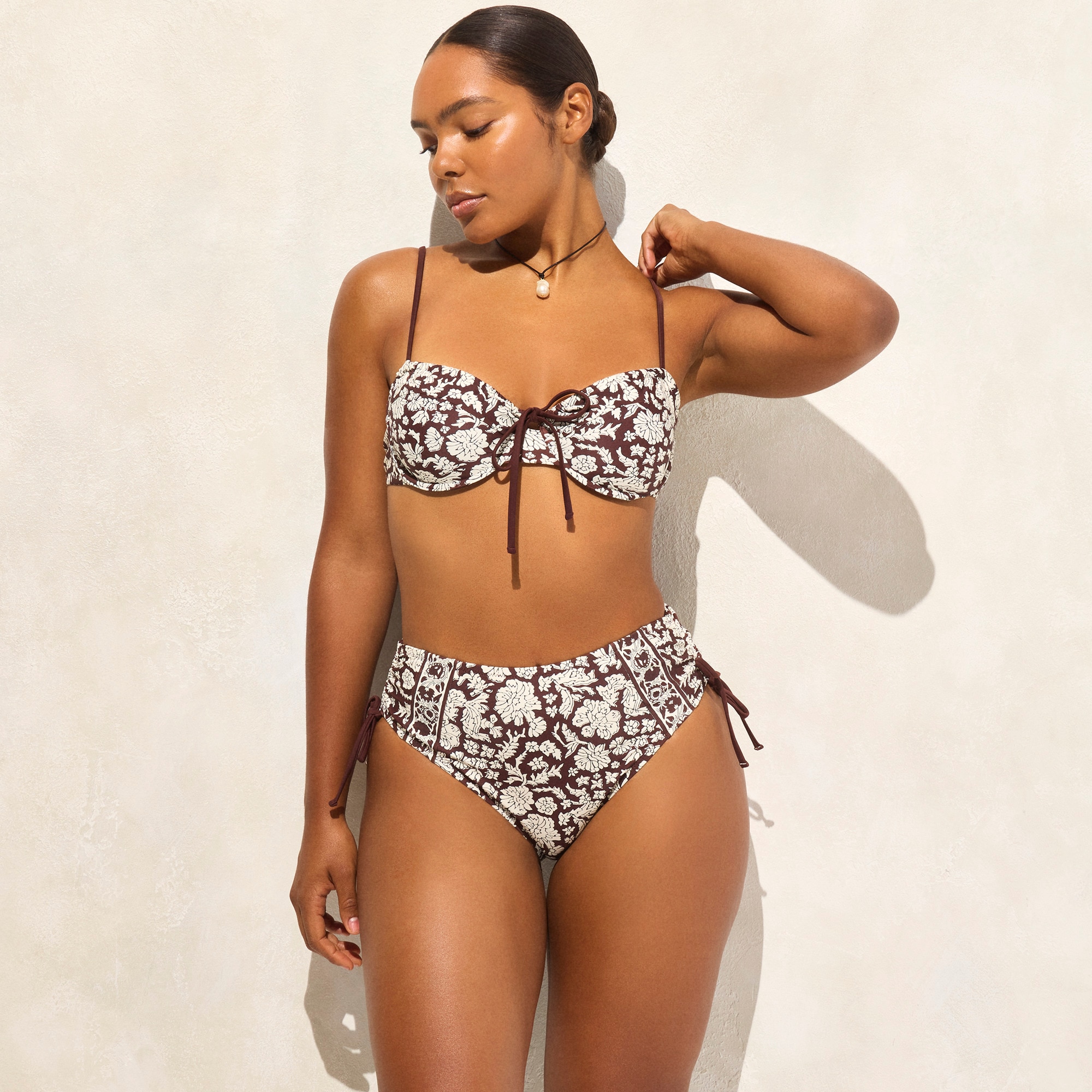 womens SZ Blockprints&trade; X J.Crew Hallie ruched bikini bottom with side ties