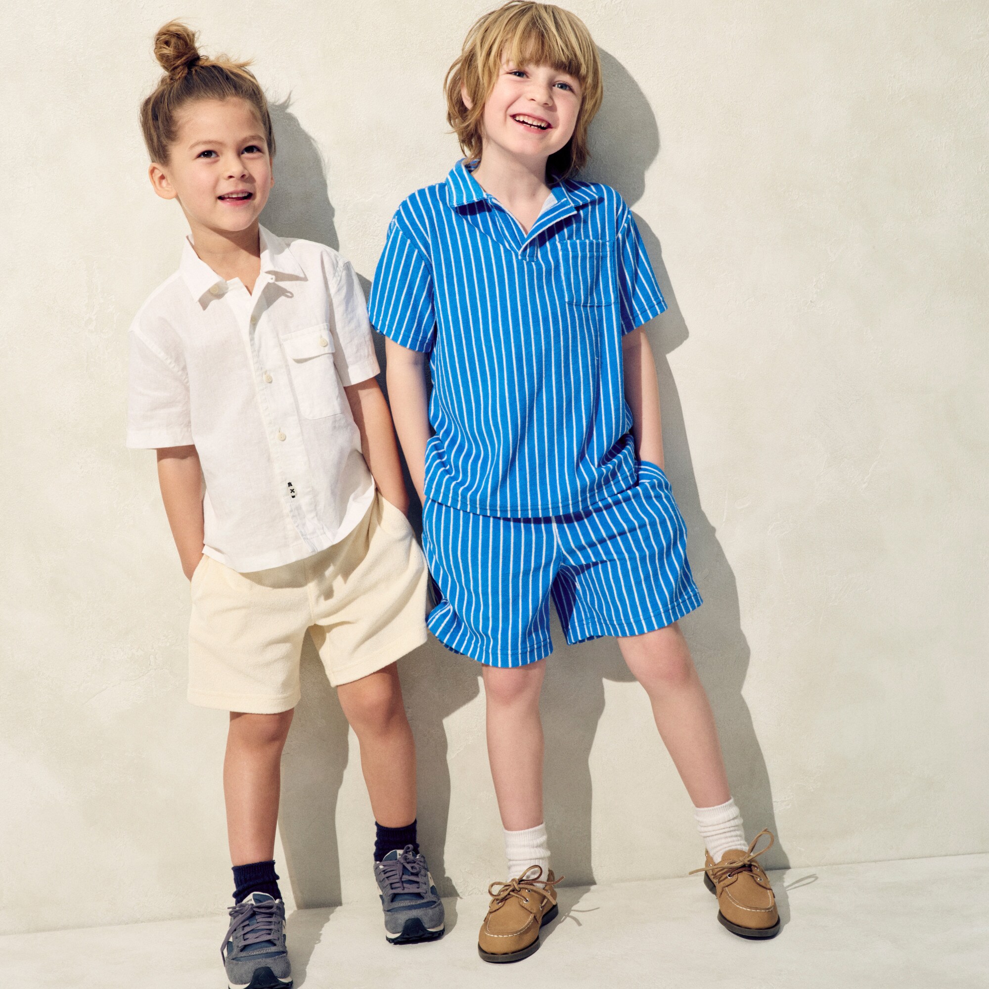 Kids' pull-on short in striped towel terry