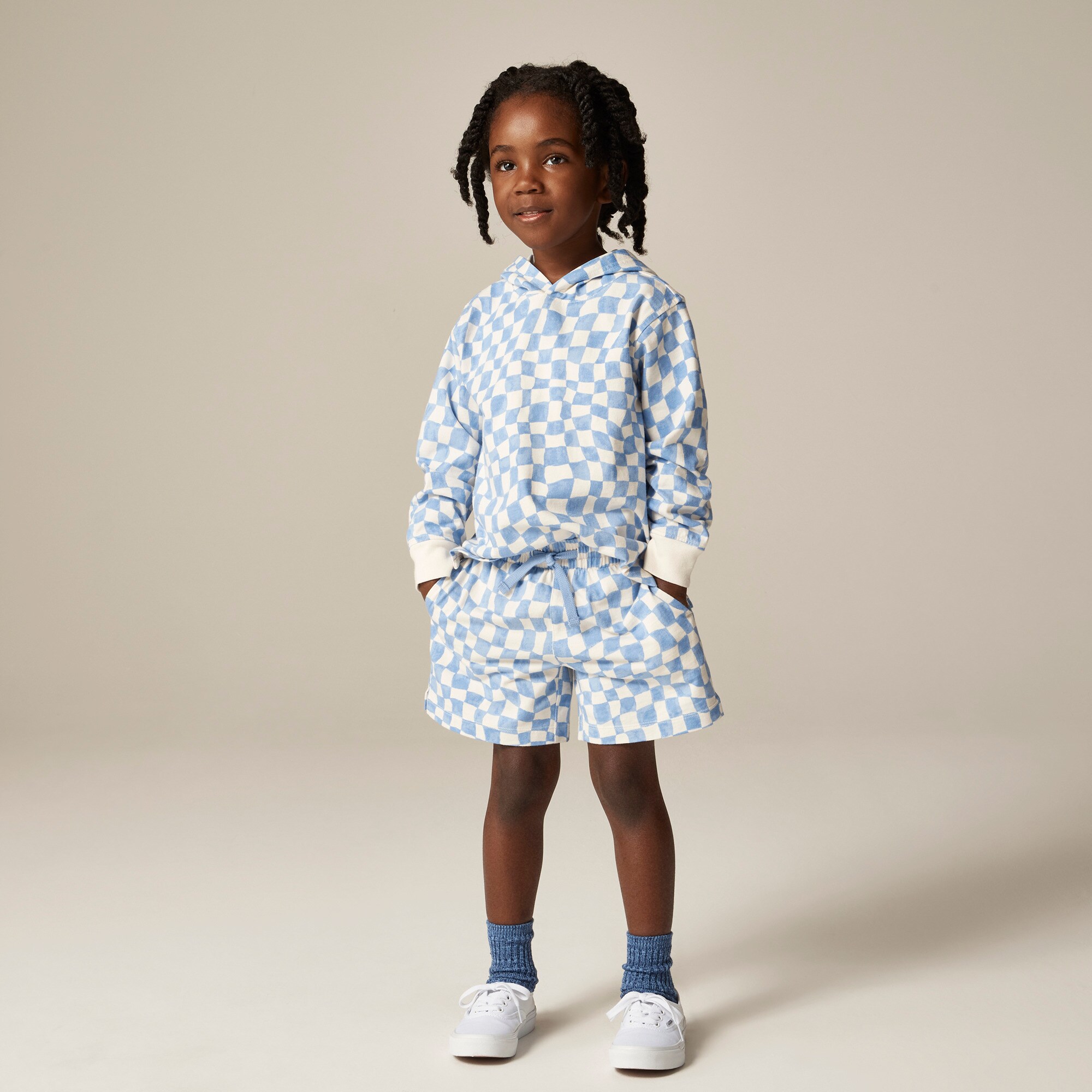  Kids' lightweight cotton pull-on short in checkerboard