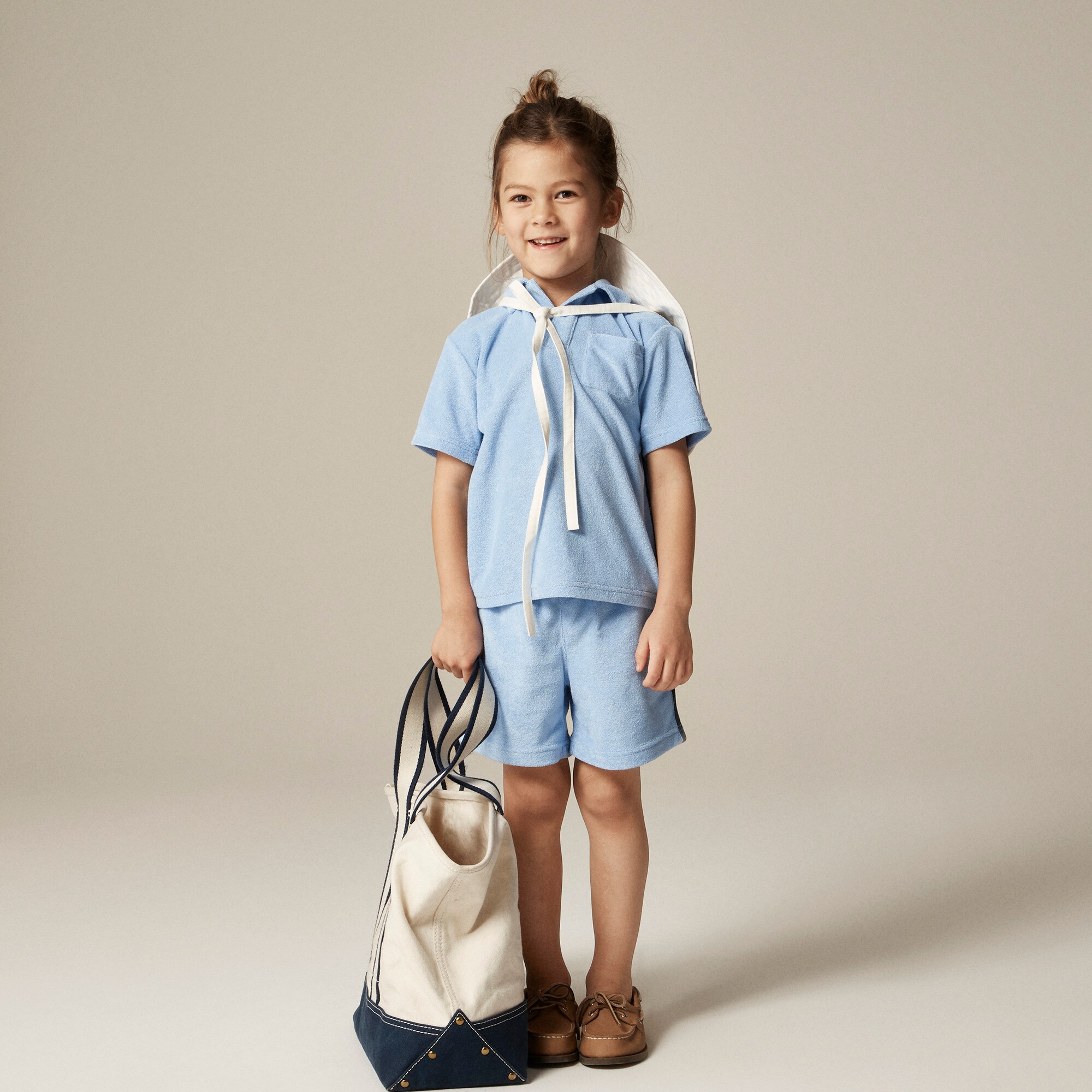 Kids' side-stripe pull-on short in towel terry