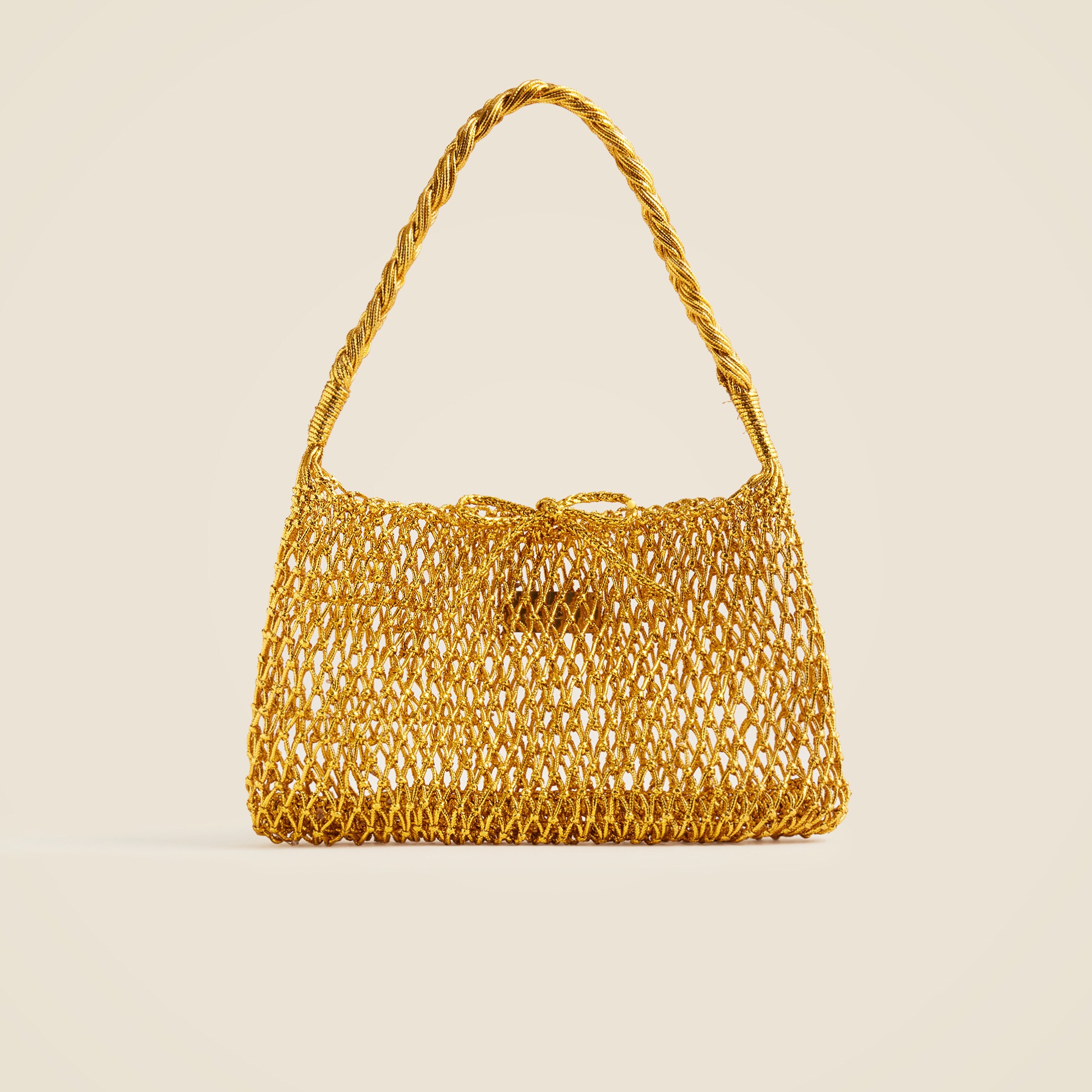 Small Cadiz handknotted shoulder bag in metallic