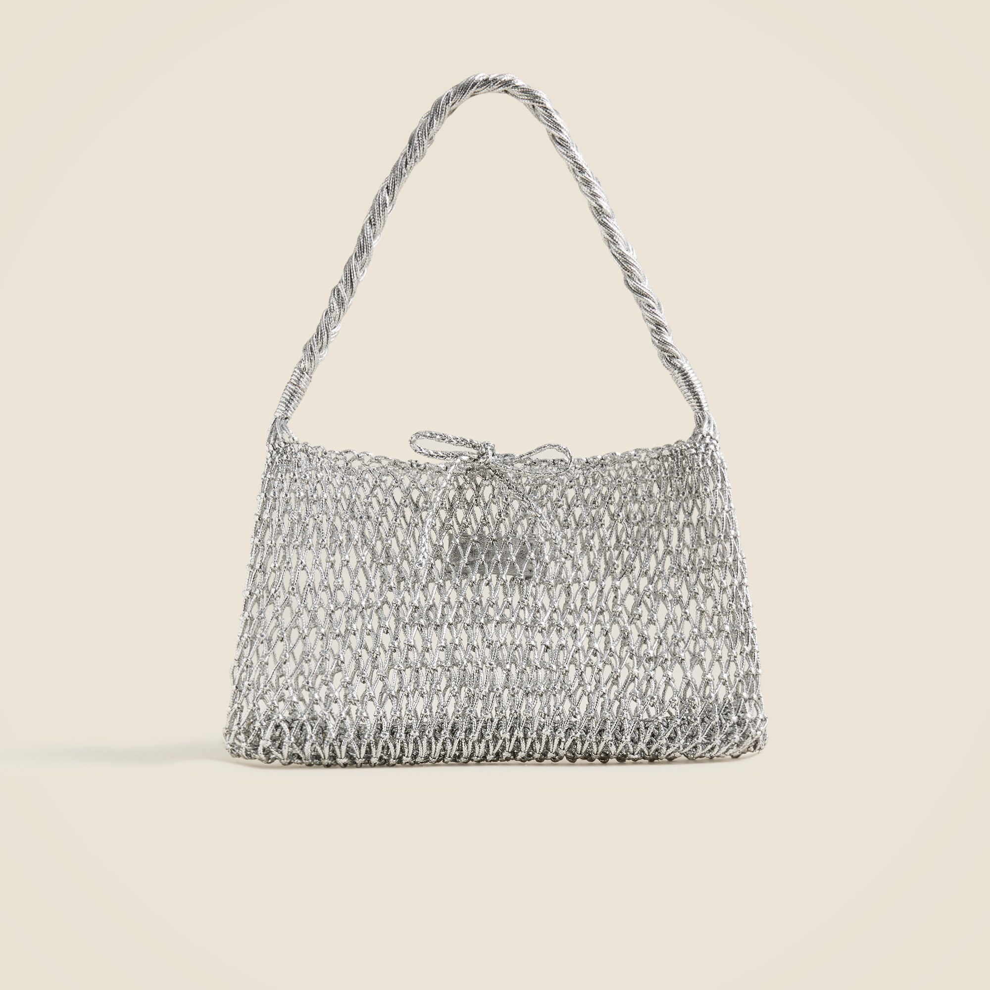 Small Cadiz handknotted shoulder bag in metallic