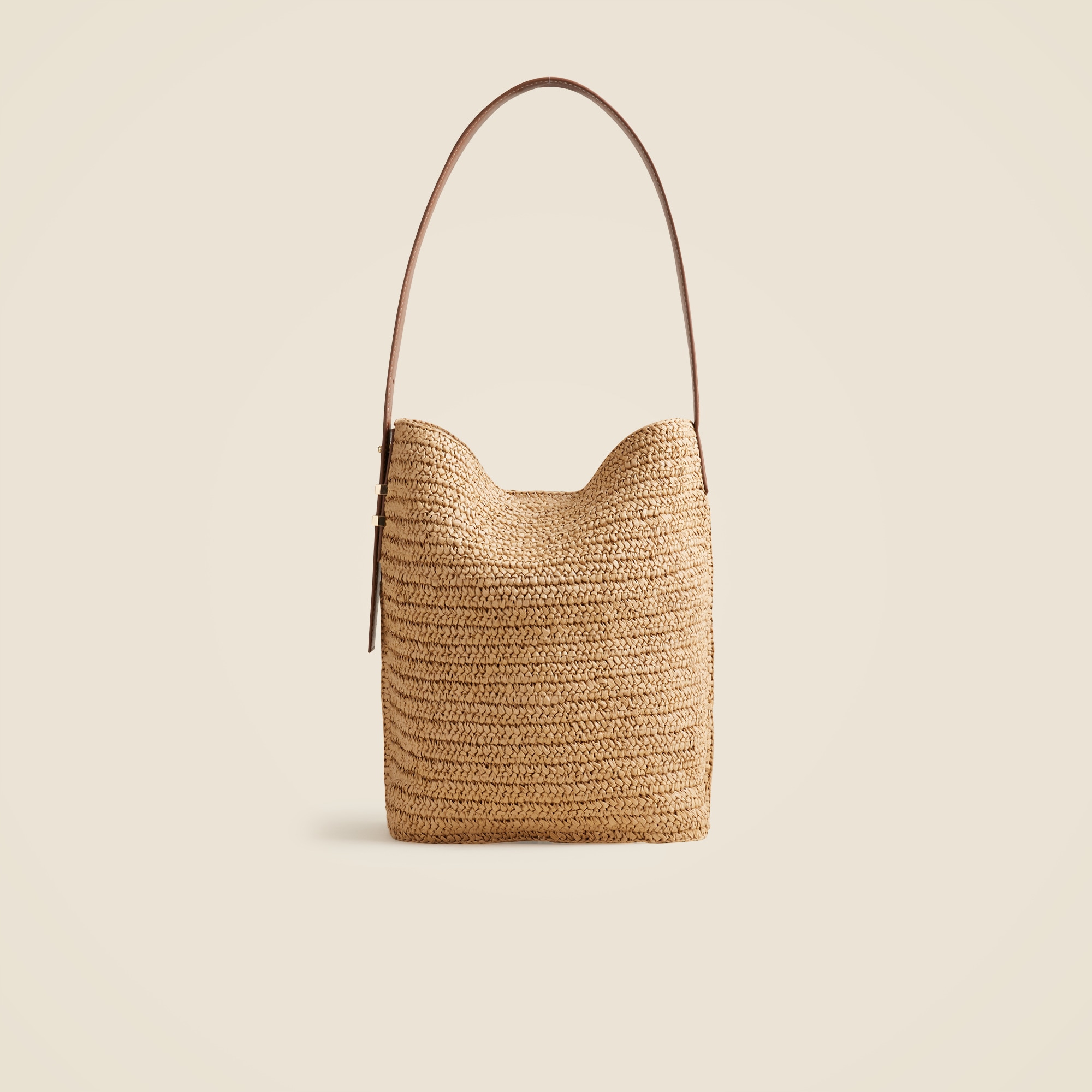 womens Palma bucket bag in handknotted straw and leather