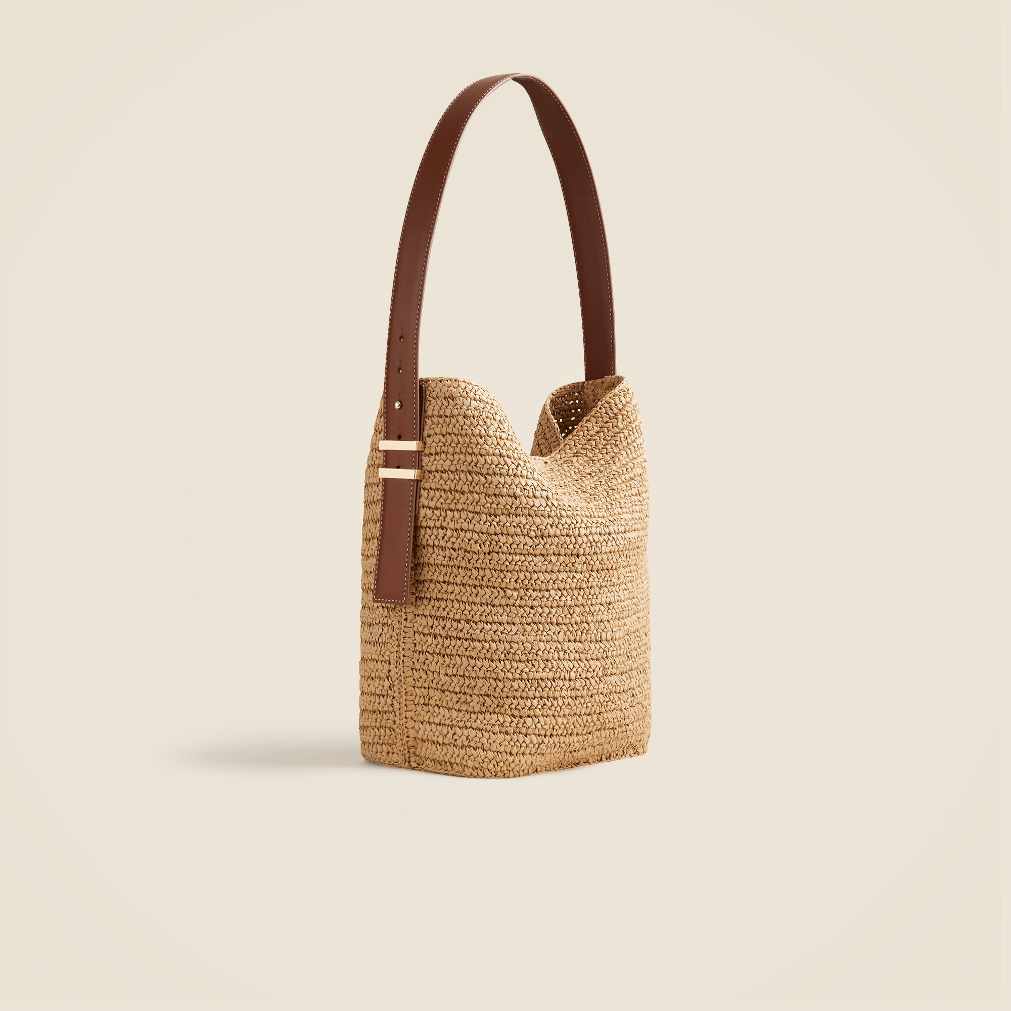 Palma bucket bag in handknotted straw and leather