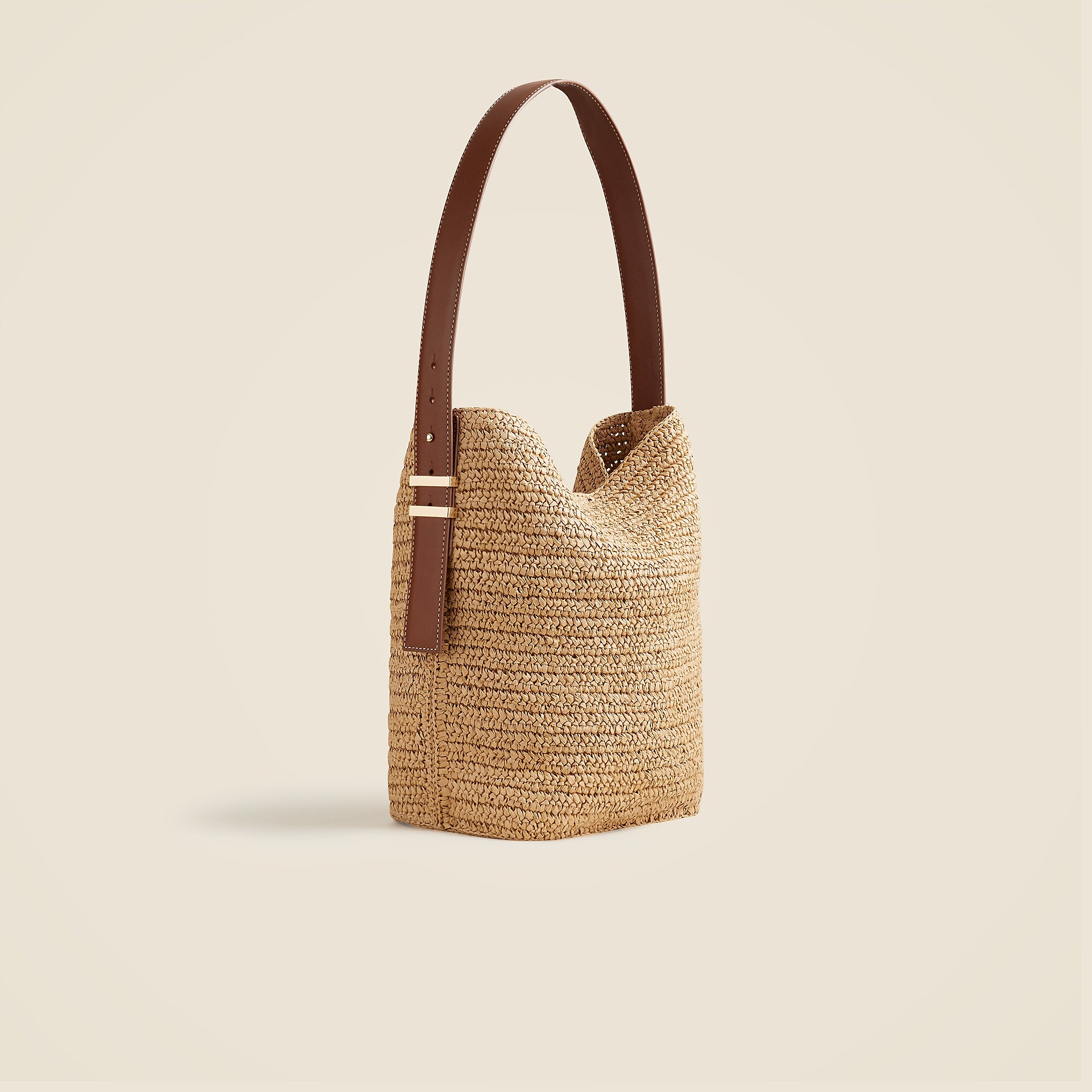 Palma bucket bag in handknotted straw and leather