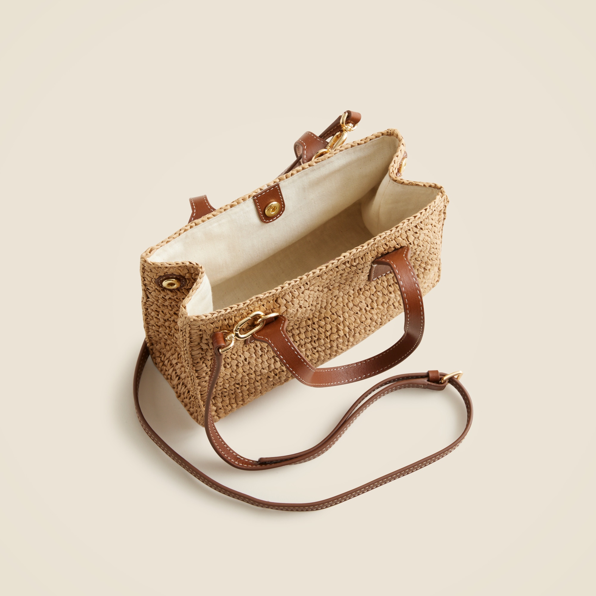 Palma top-handle bag in handknotted straw and leather