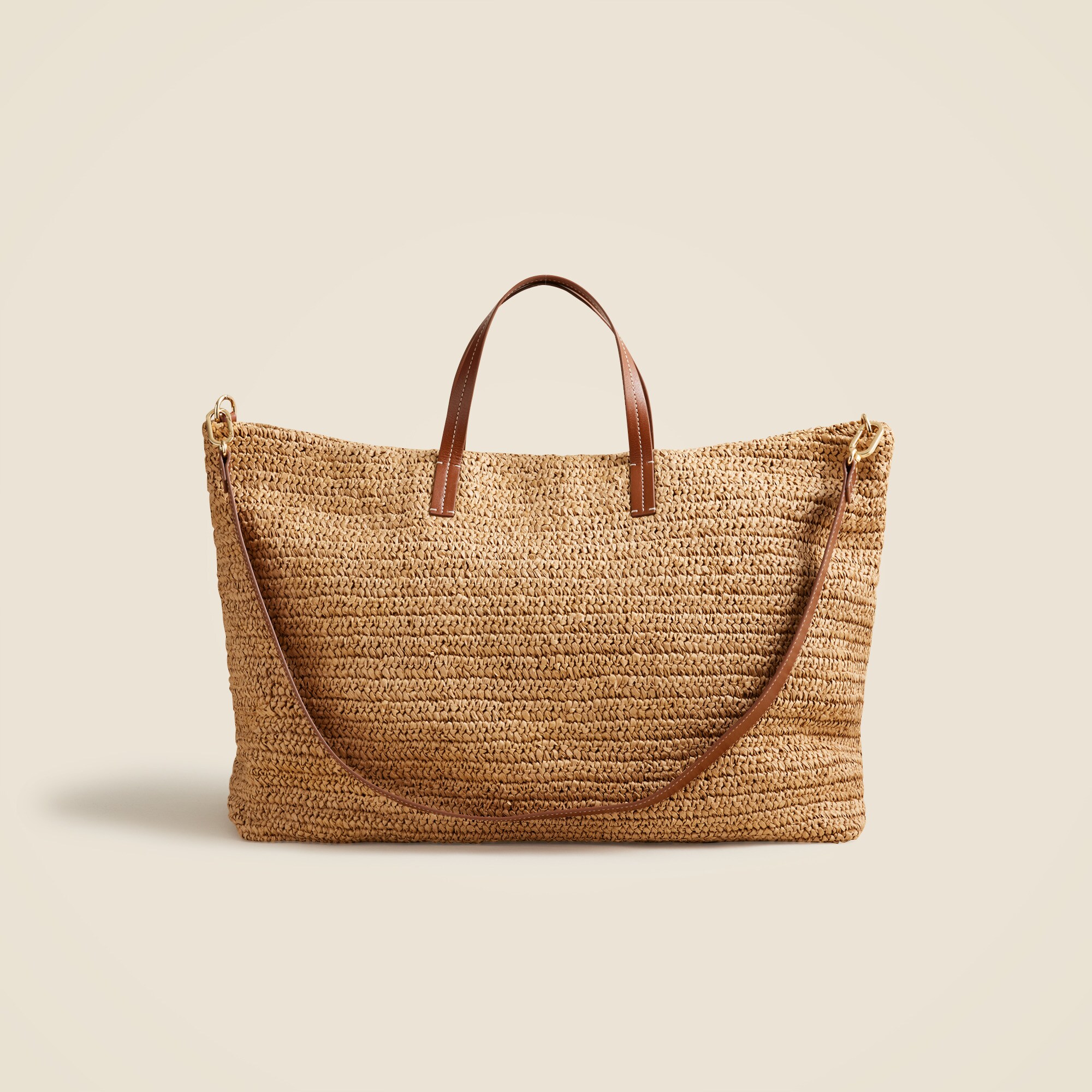 Palma overnight tote in handknotted straw and leather