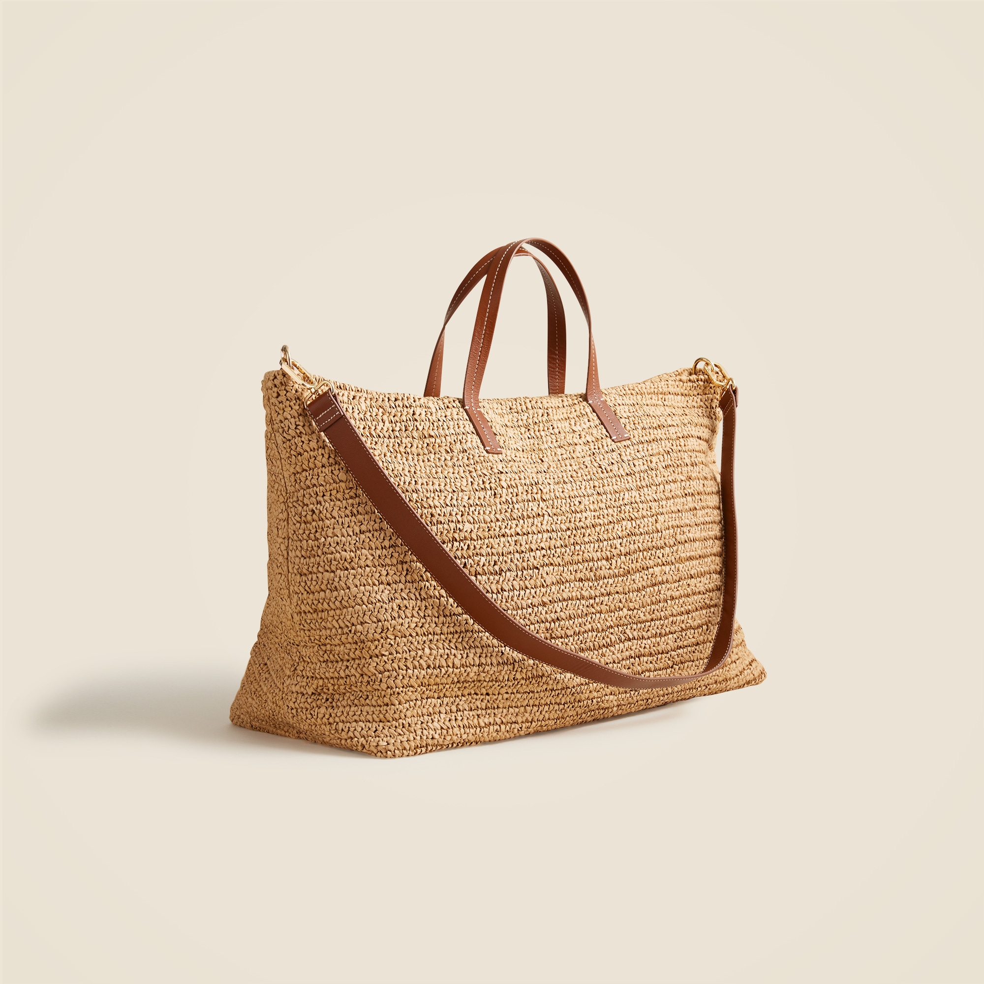 Palma overnight tote in handknotted straw and leather