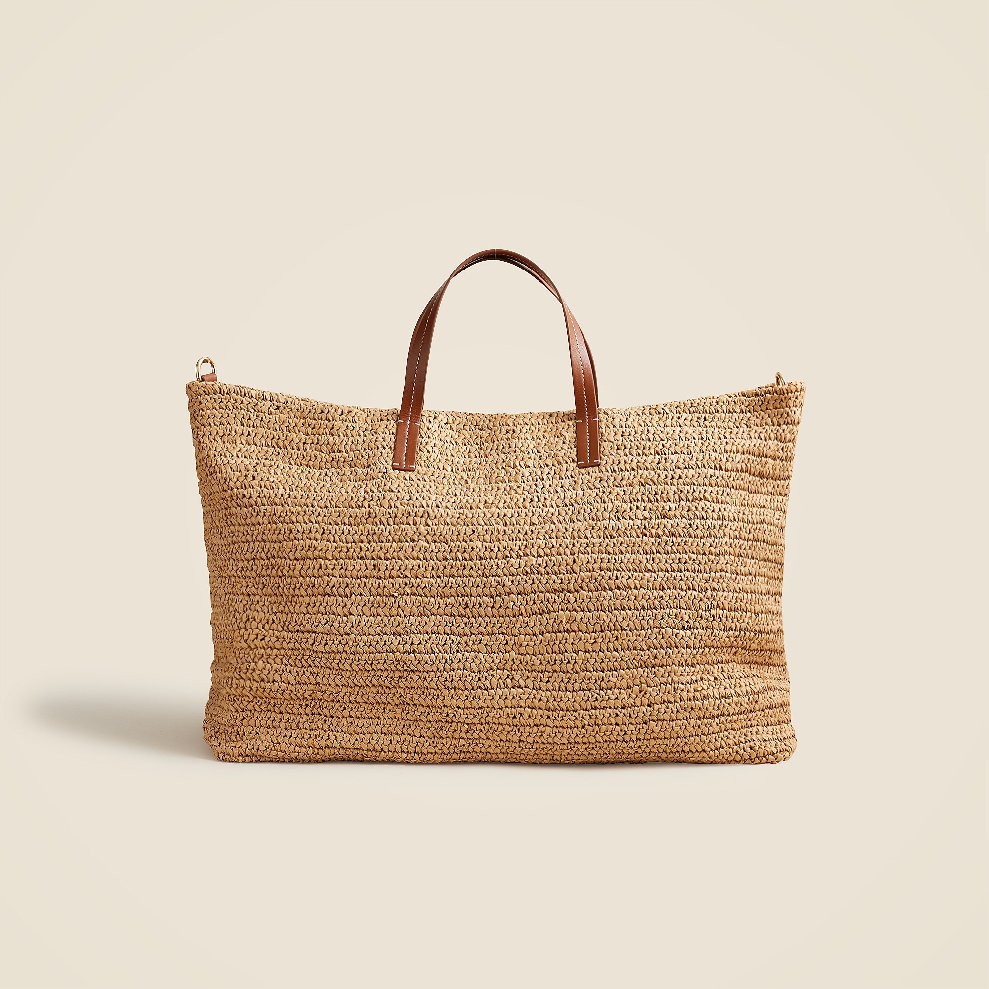 Palma overnight tote in handknotted straw and leather