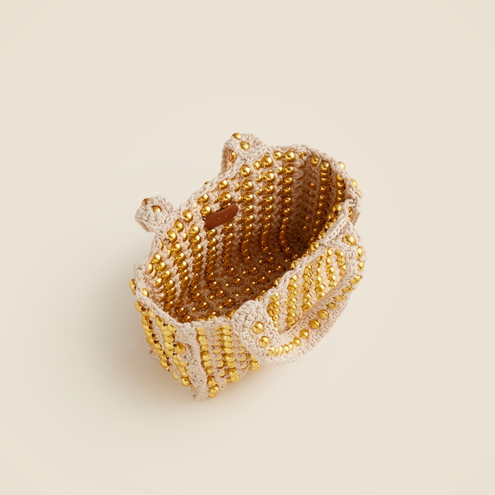 Small handknotted crochet bag with beads