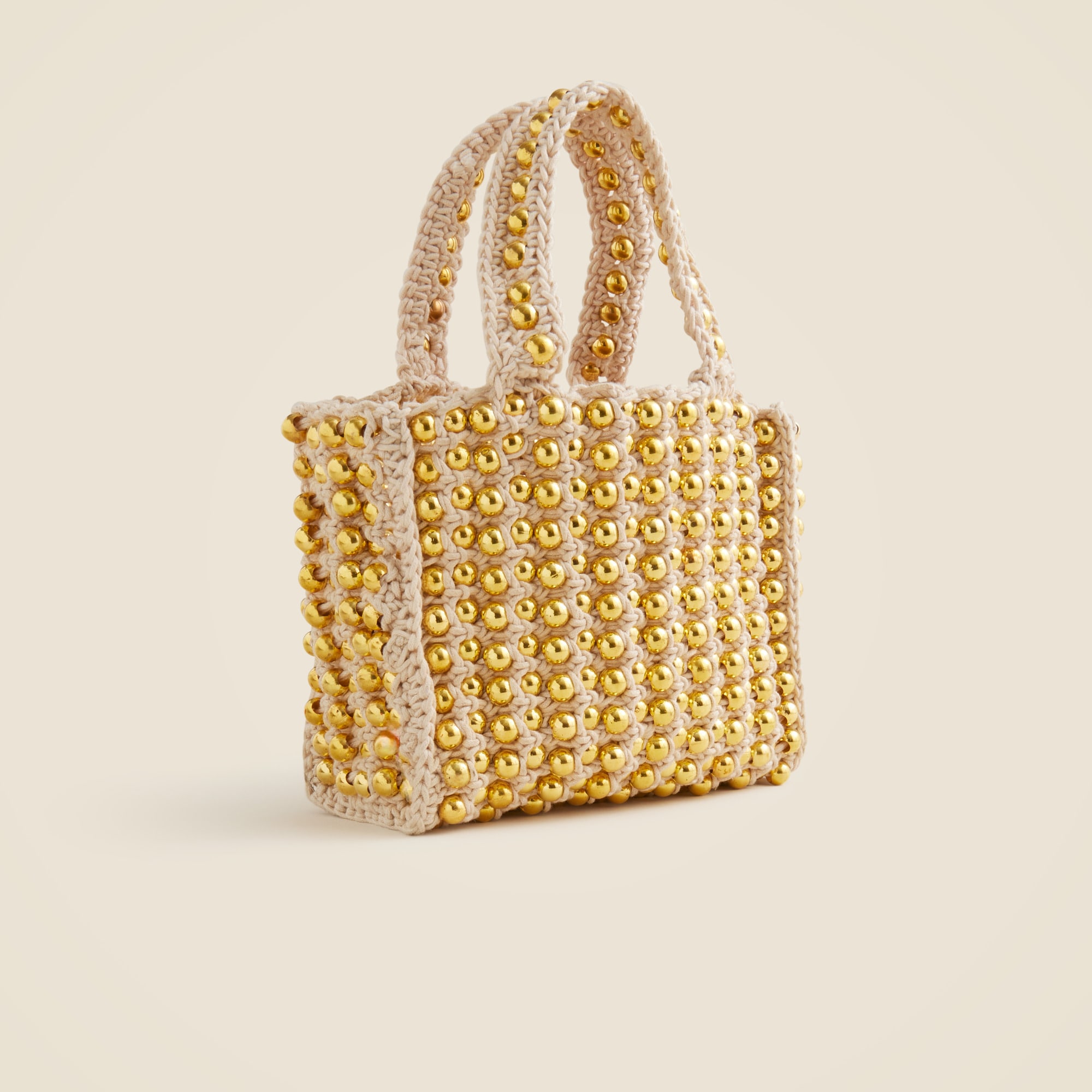 Small handknotted crochet bag with beads