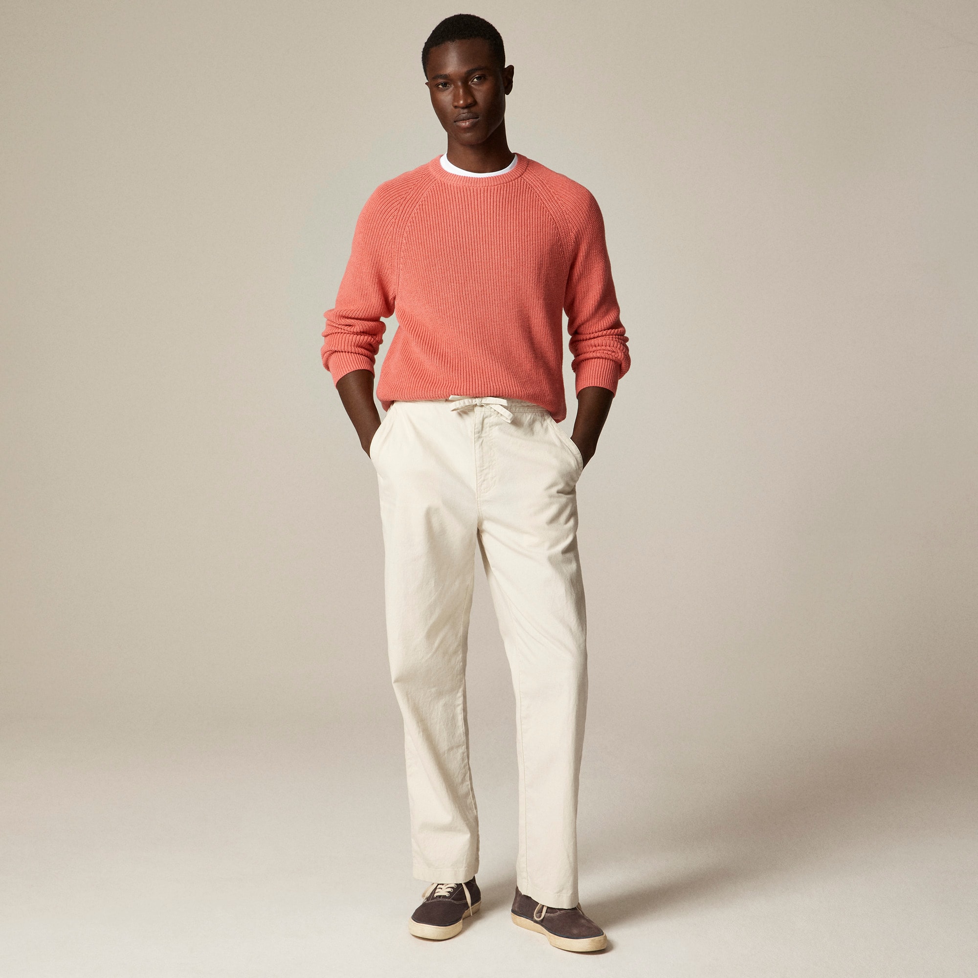Relaxed-fit Drawstring Studio Pant In Hemp-cotton Blend For