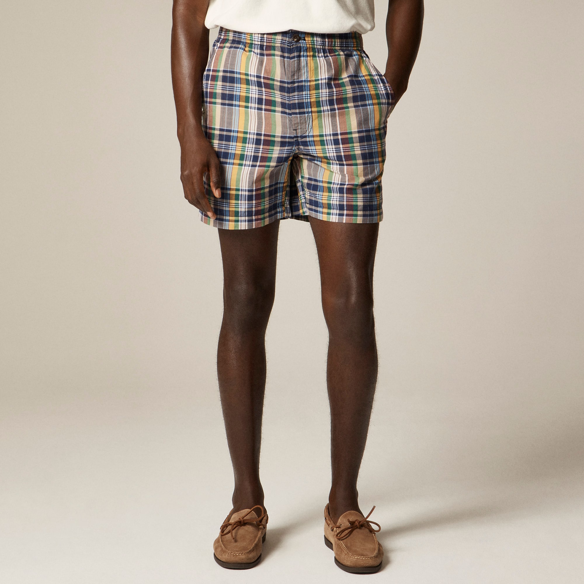  5.5" Pier short in cotton madras