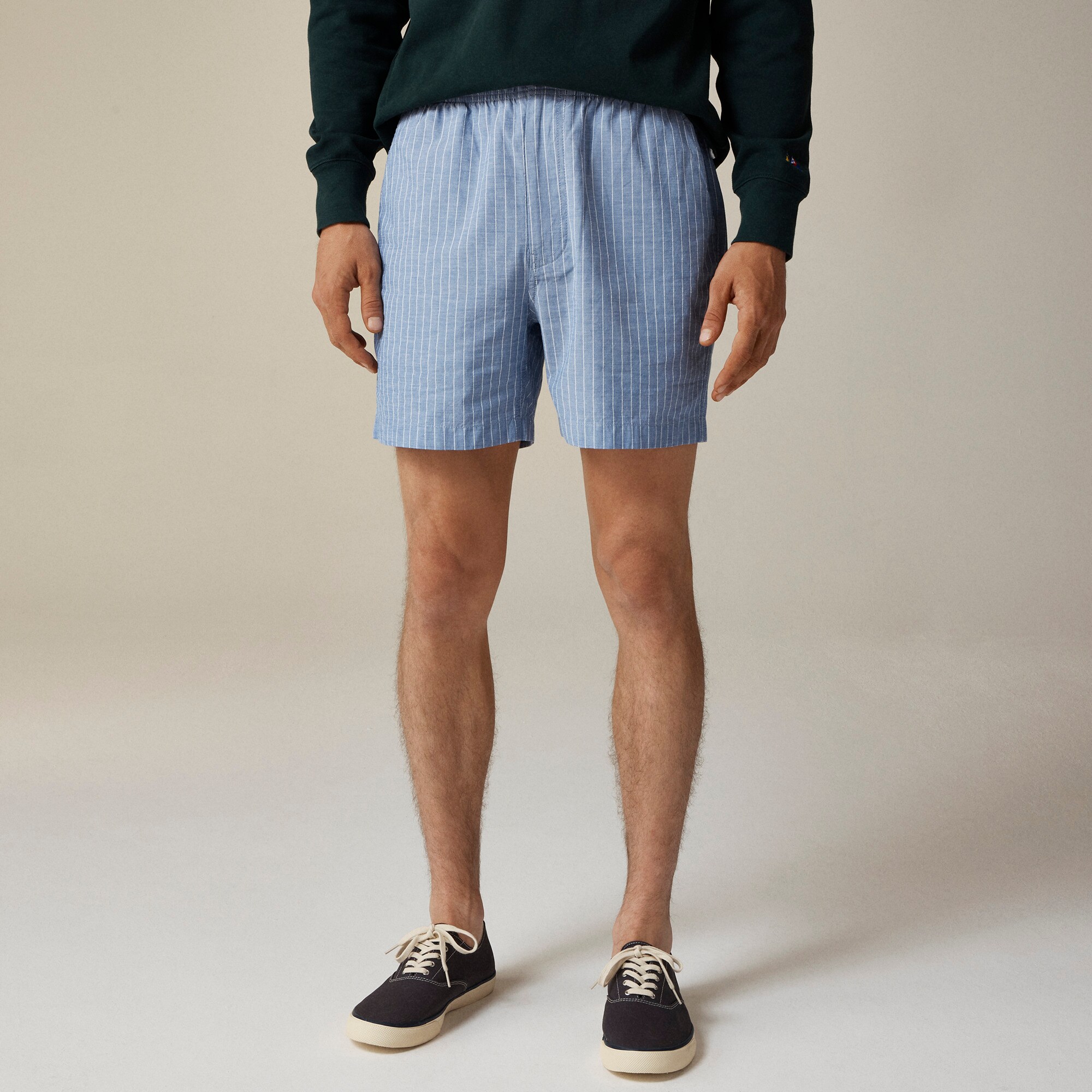  5.5" Pier short in striped cotton blend