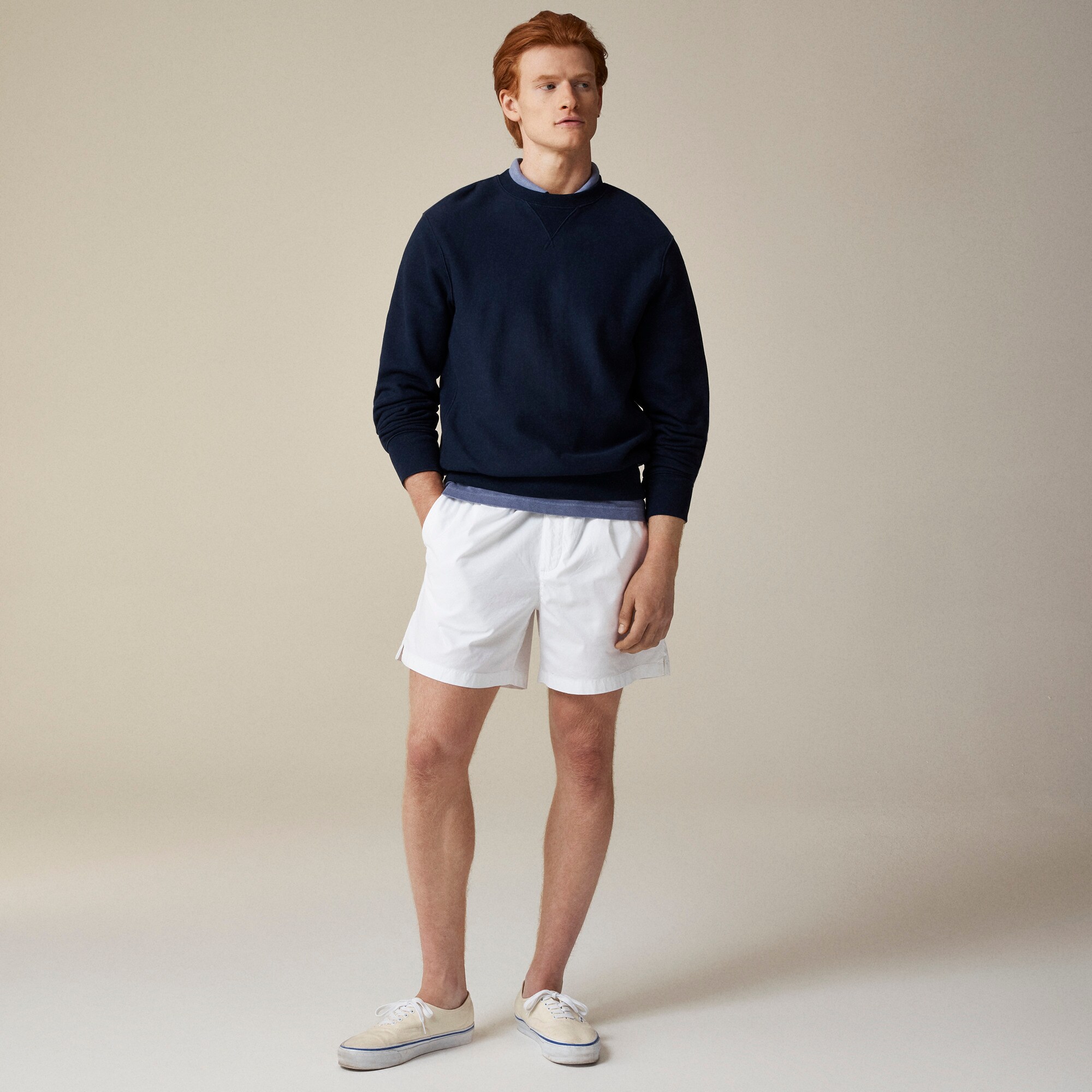 6" pleated utility sport short in stretch cotton blend