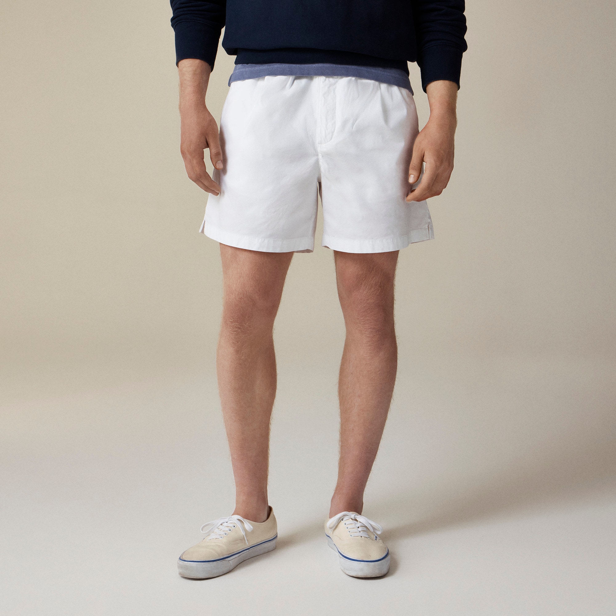 mens 6&quot; pleated utility sport short in stretch cotton blend
