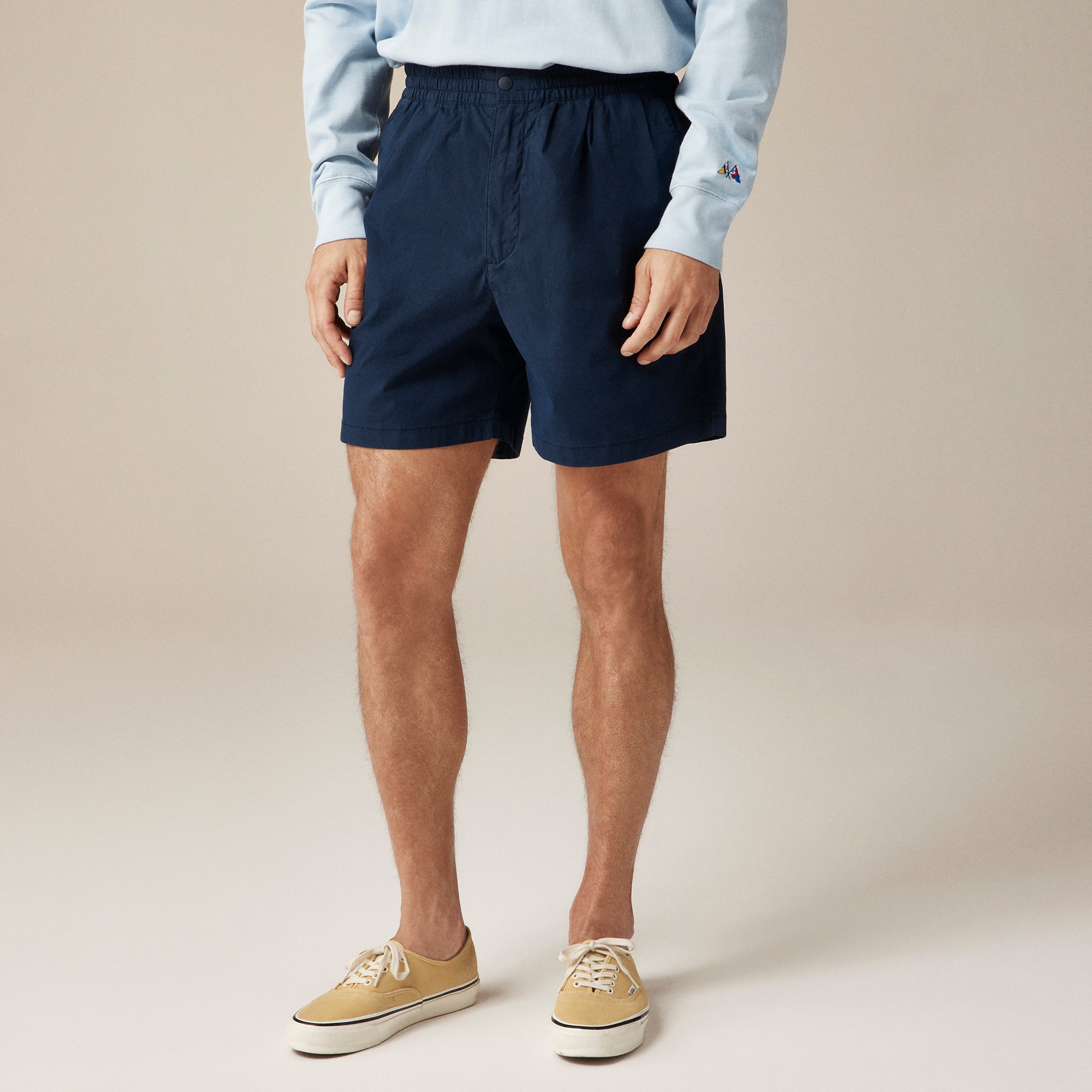 mens 6&quot; pleated utility sport short in stretch cotton blend