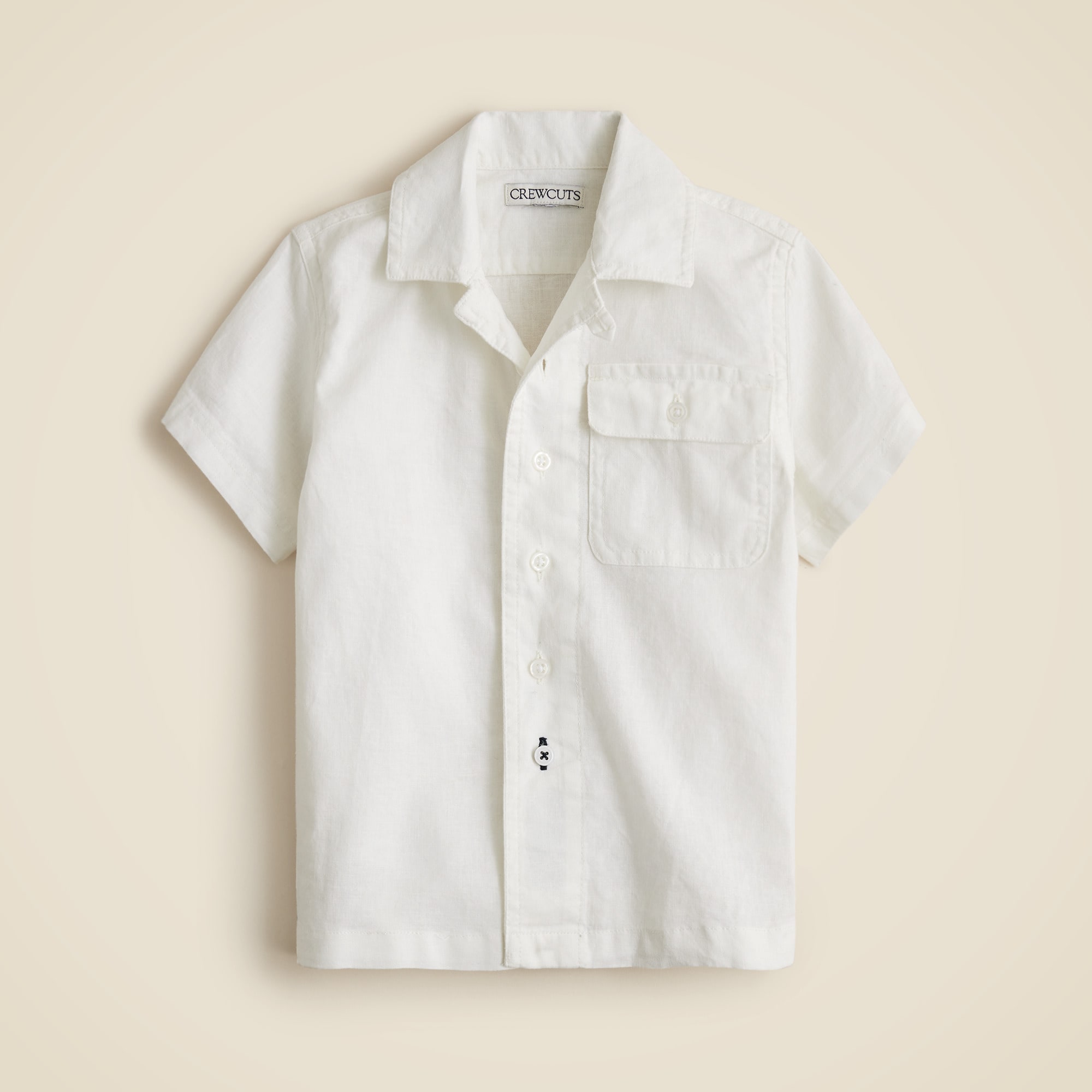 boys Kids' short-sleeve camp shirt in linen-cotton blend