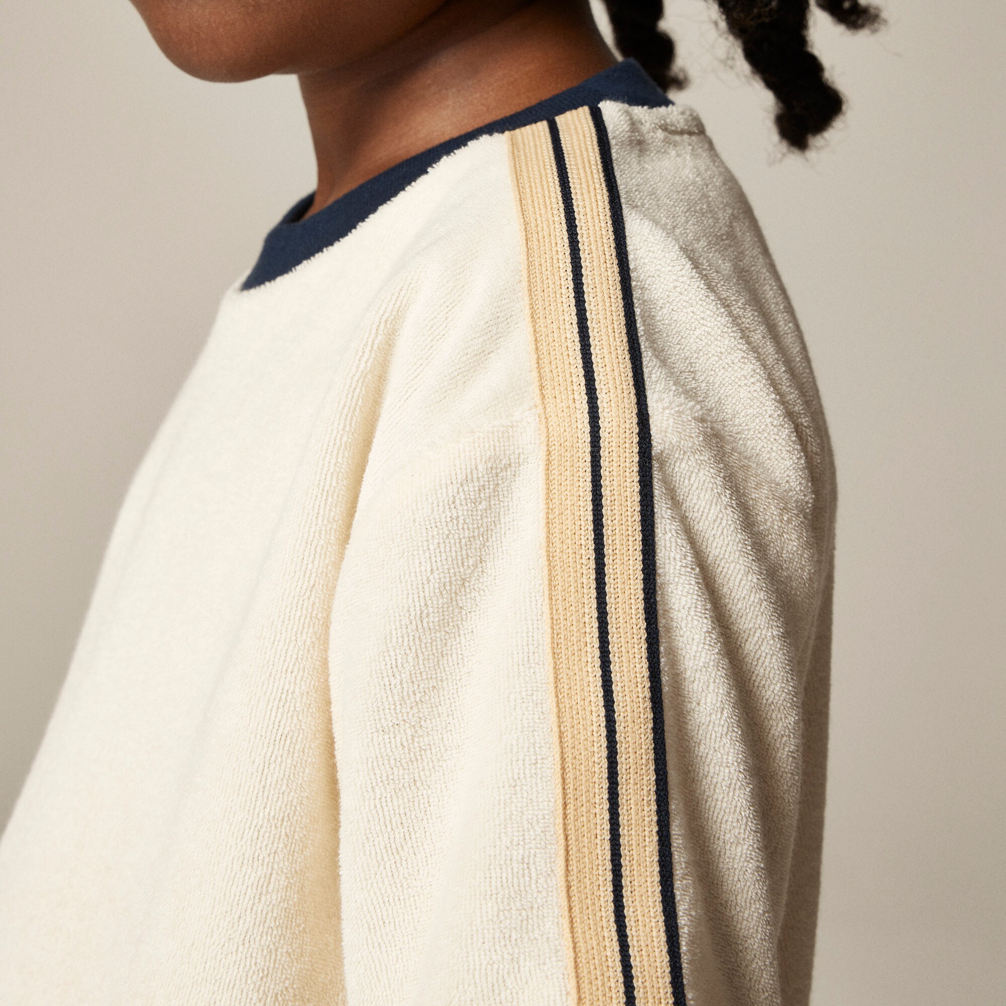 Kids' side-stripe T-shirt in towel terry