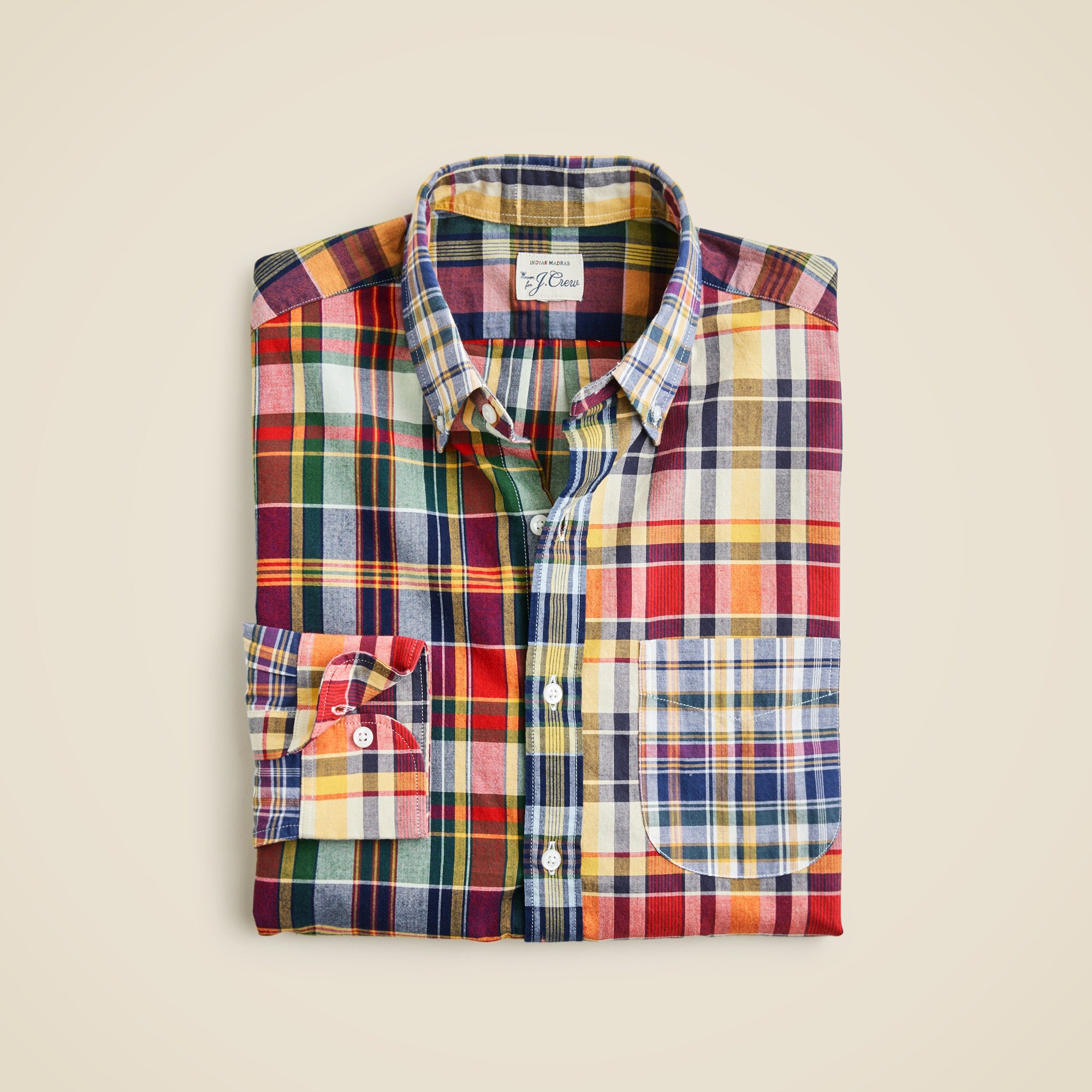  Indian madras shirt in patchwork plaid