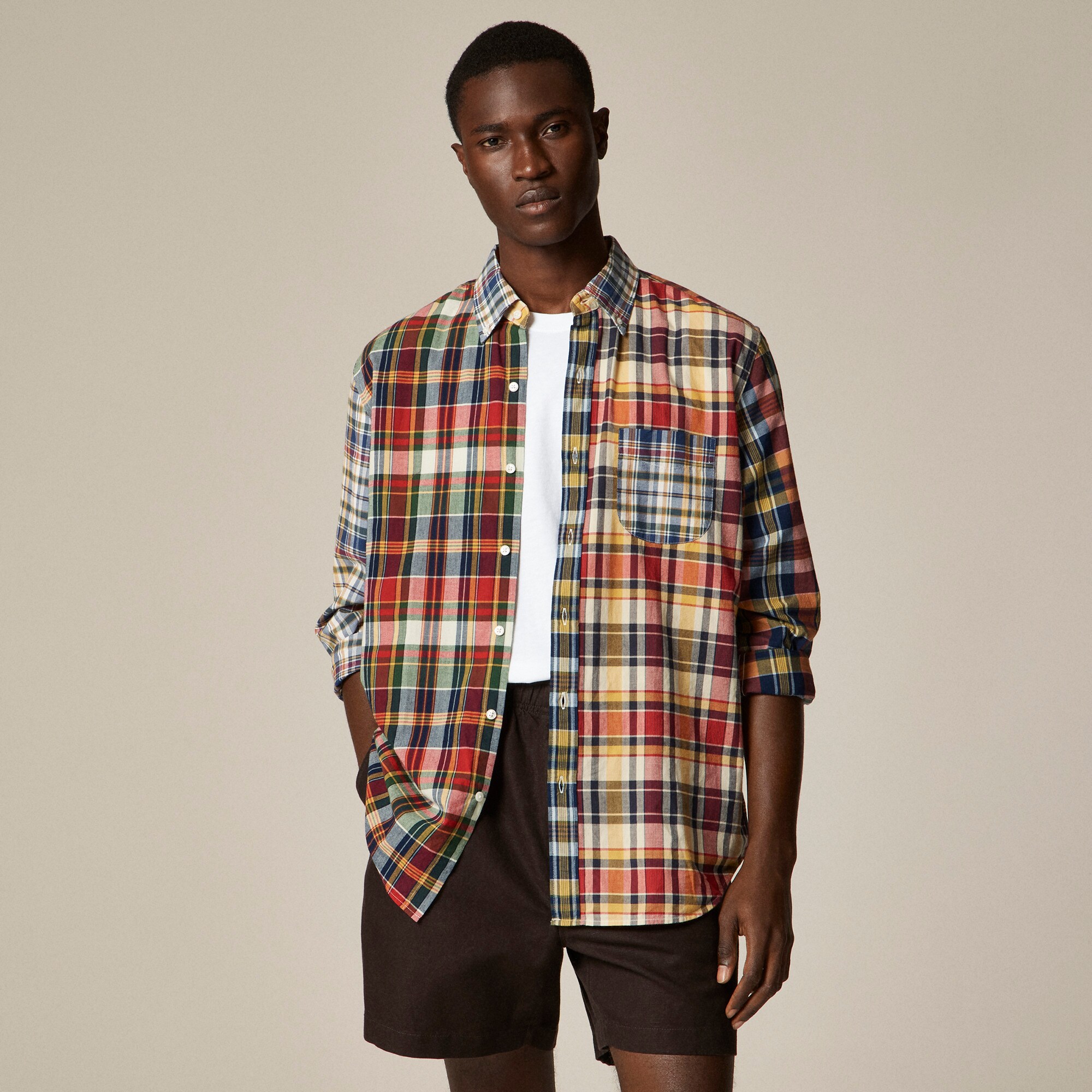  Indian madras shirt in patchwork plaid