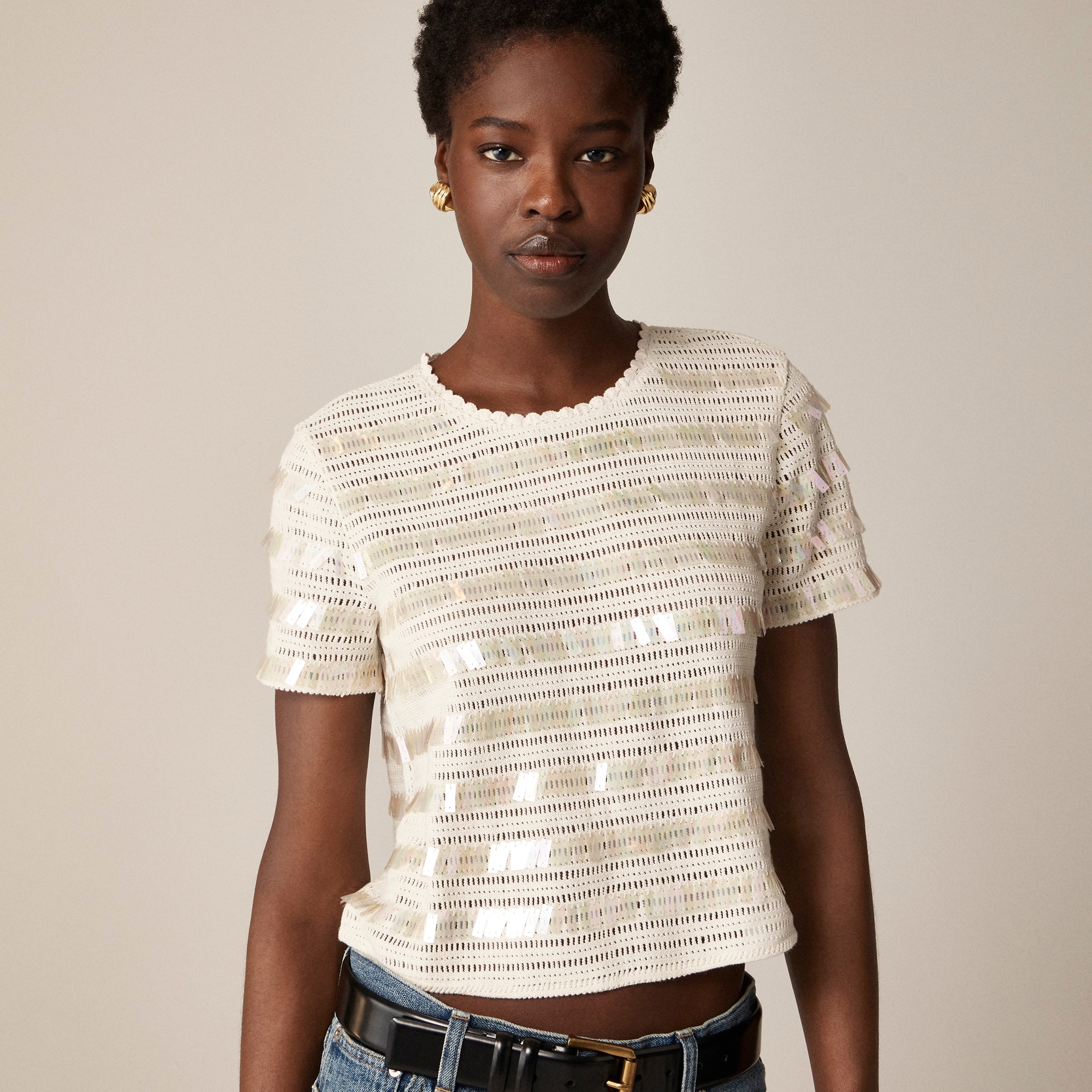 womens Crochet shirt with sequins