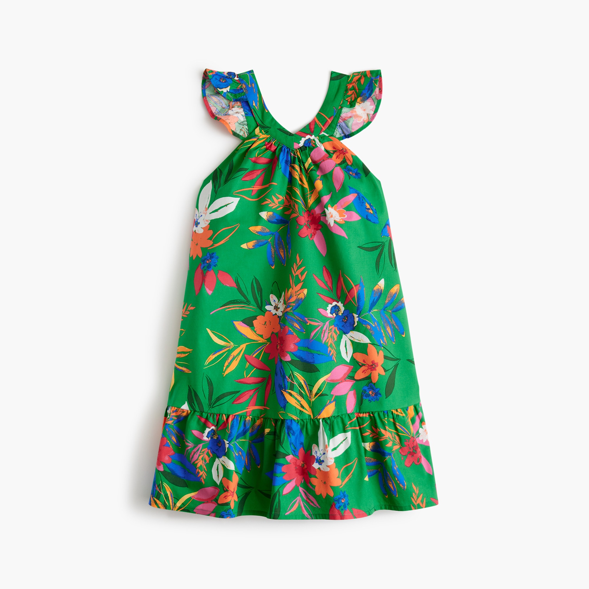 girls Girls' tropical-print ruffle dress