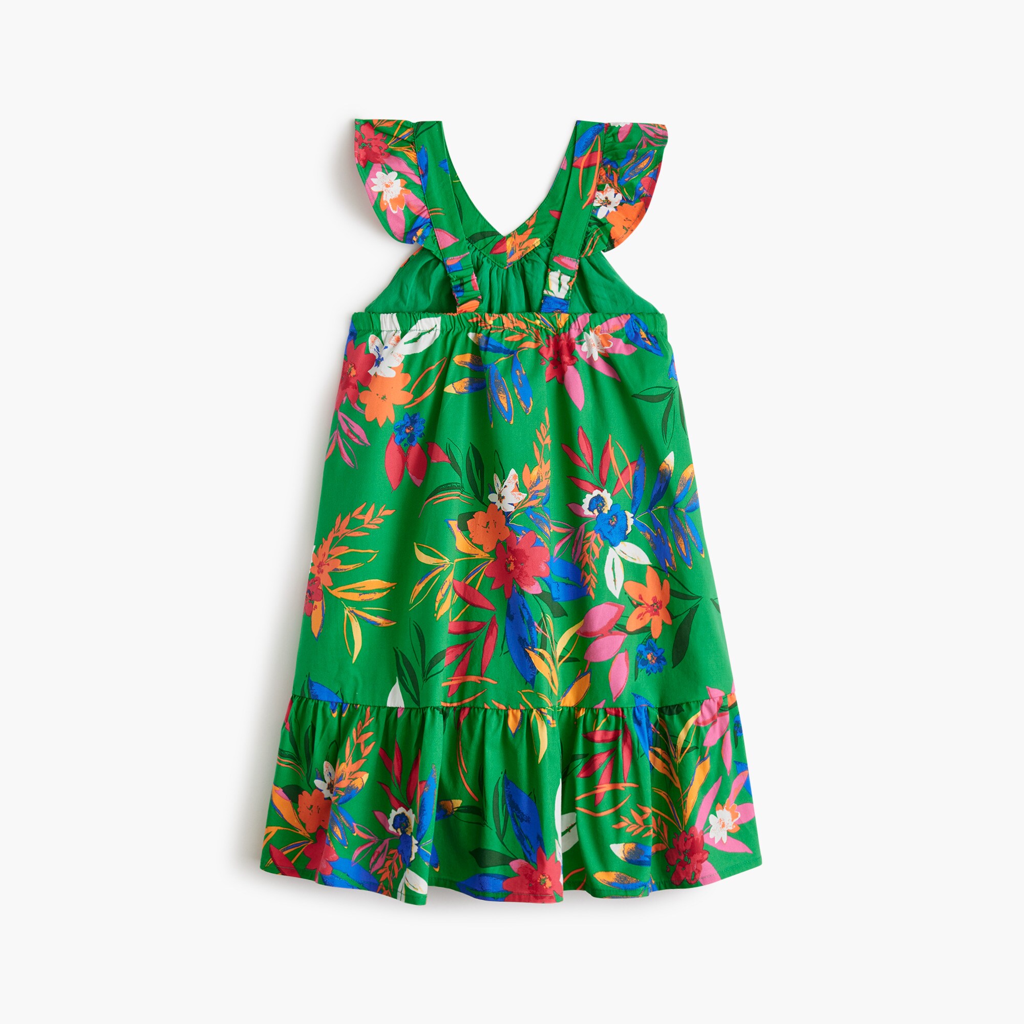 Girls' tropical-print ruffle dress