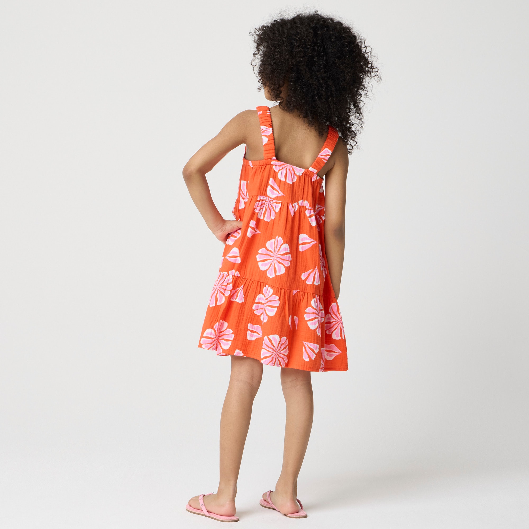 Girls' flower gauze tiered dress