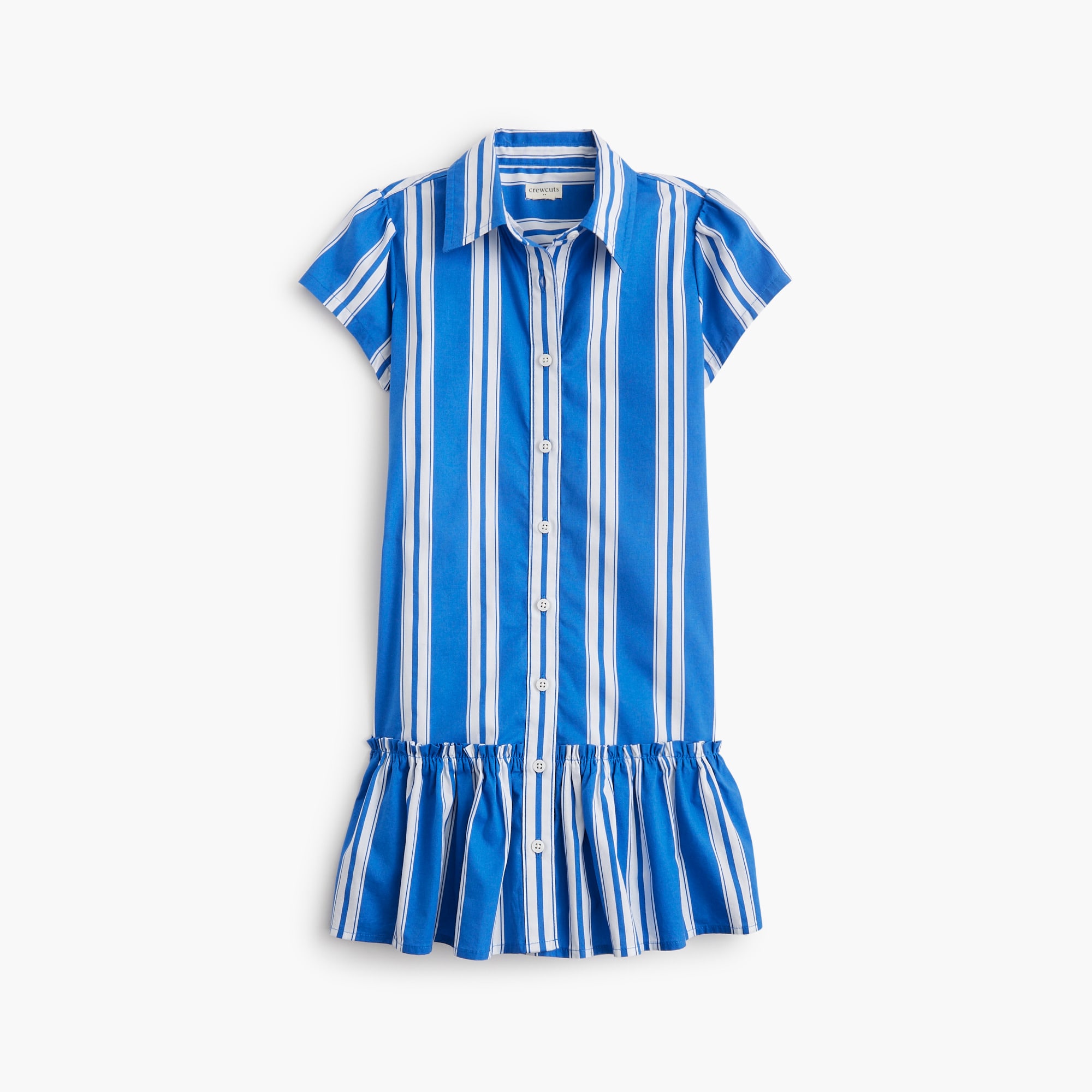 Girls' drop-waist striped shirtdress